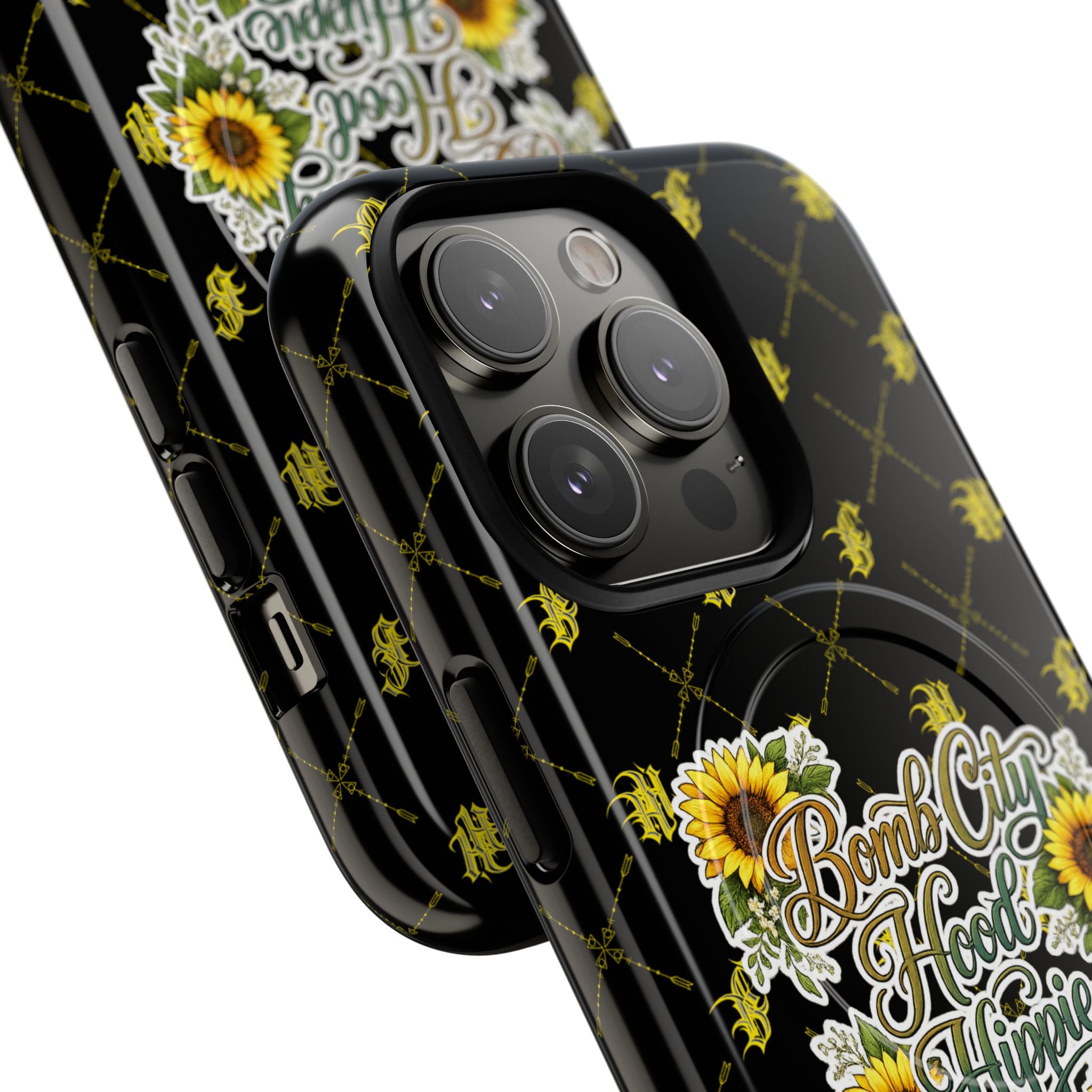 Tough Magnetic Phone Case — "Bomb City Hood Hippie" Sunflower Protective Cover