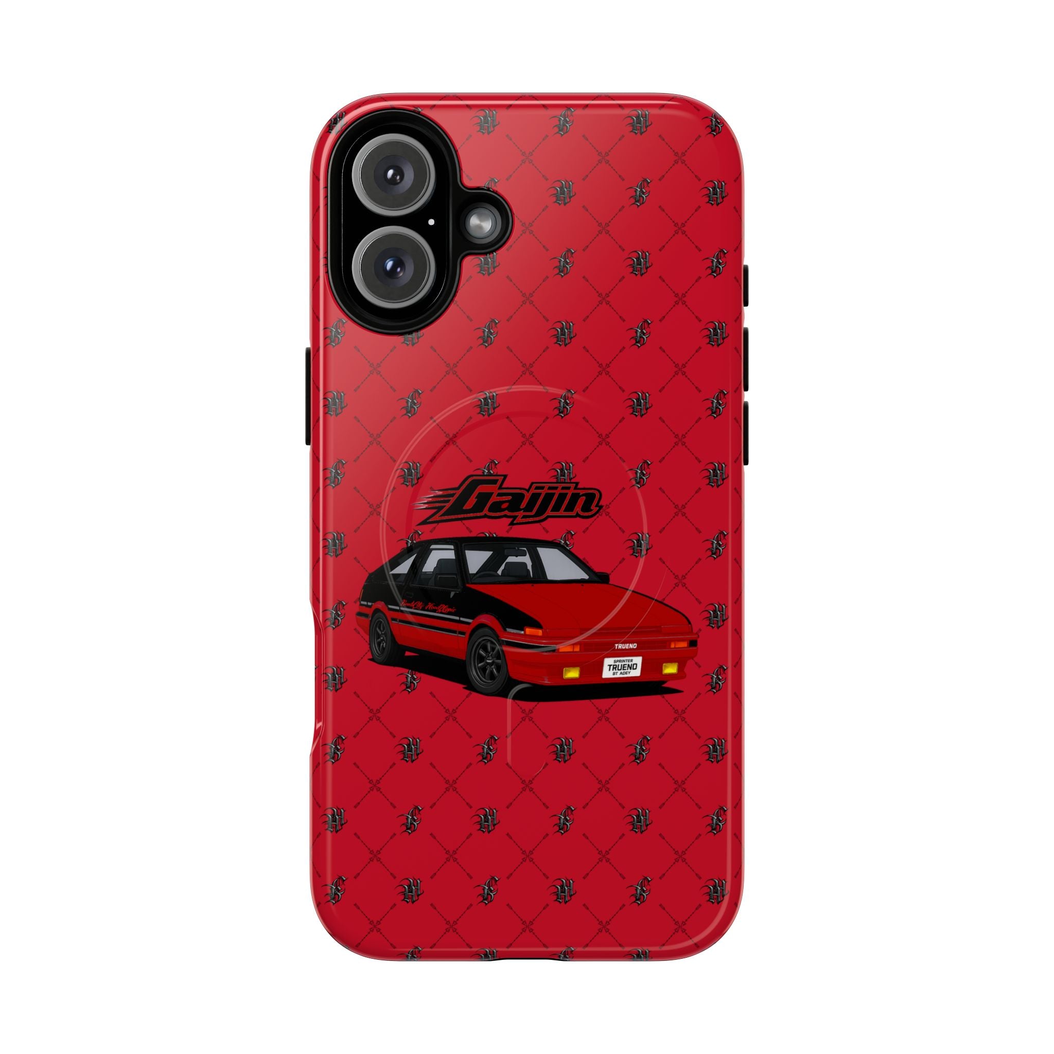 Red Retro Drift Car Tough Magnetic Phone Case — "Gajin" Graphic