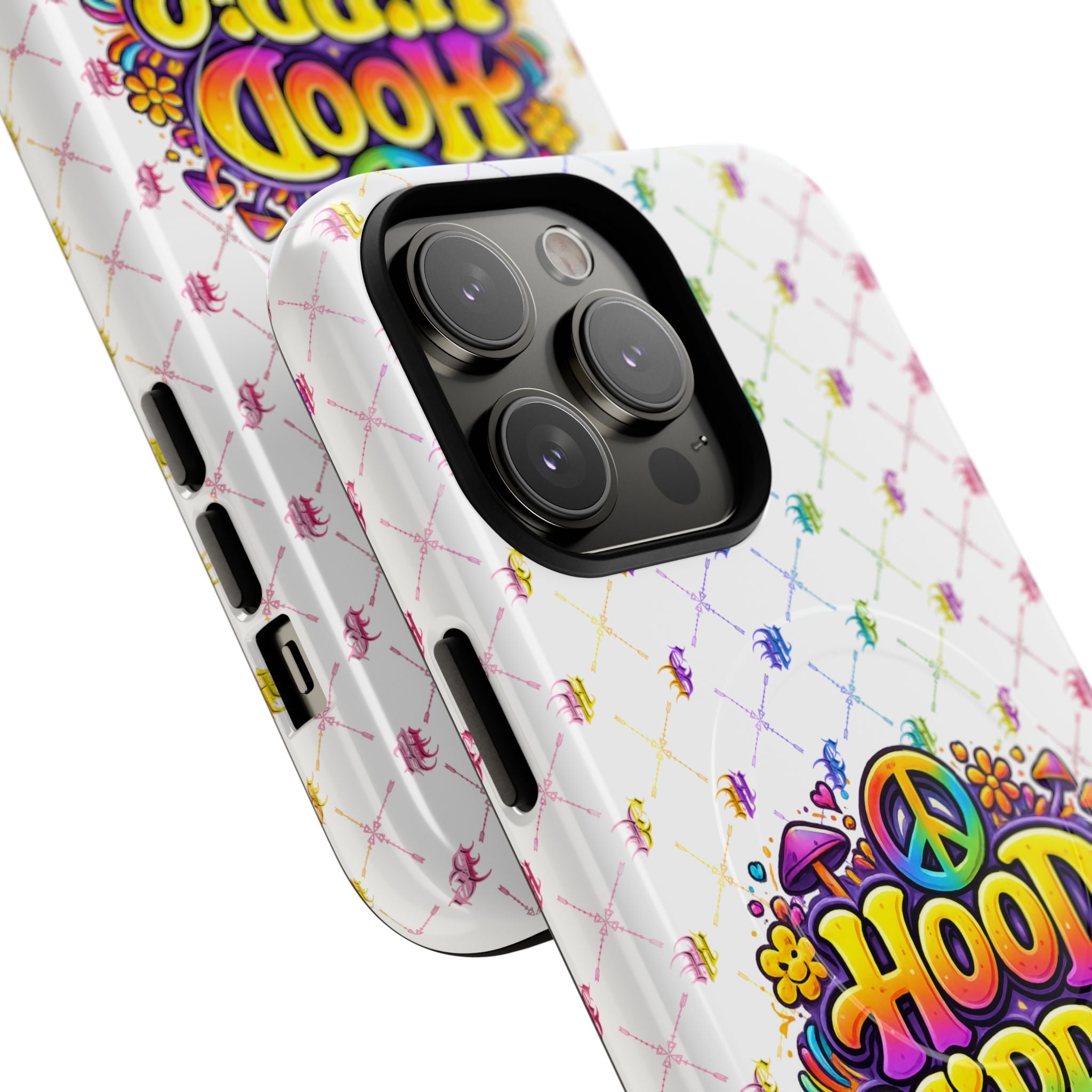 Hood Hippie Tough Magnetic Phone Case — Retro Peace Sign Floral iPhone Cover
