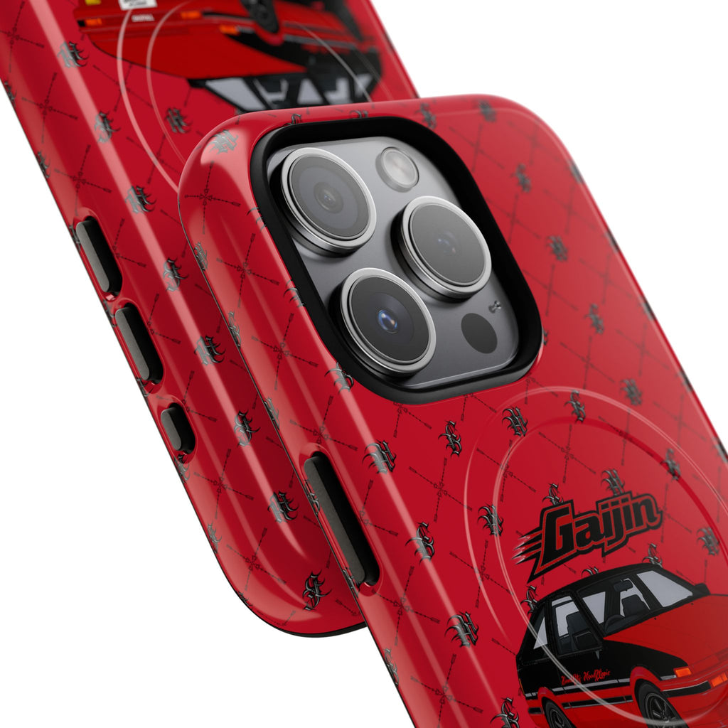 Red Retro Drift Car Tough Magnetic Phone Case — "Gajin" Graphic