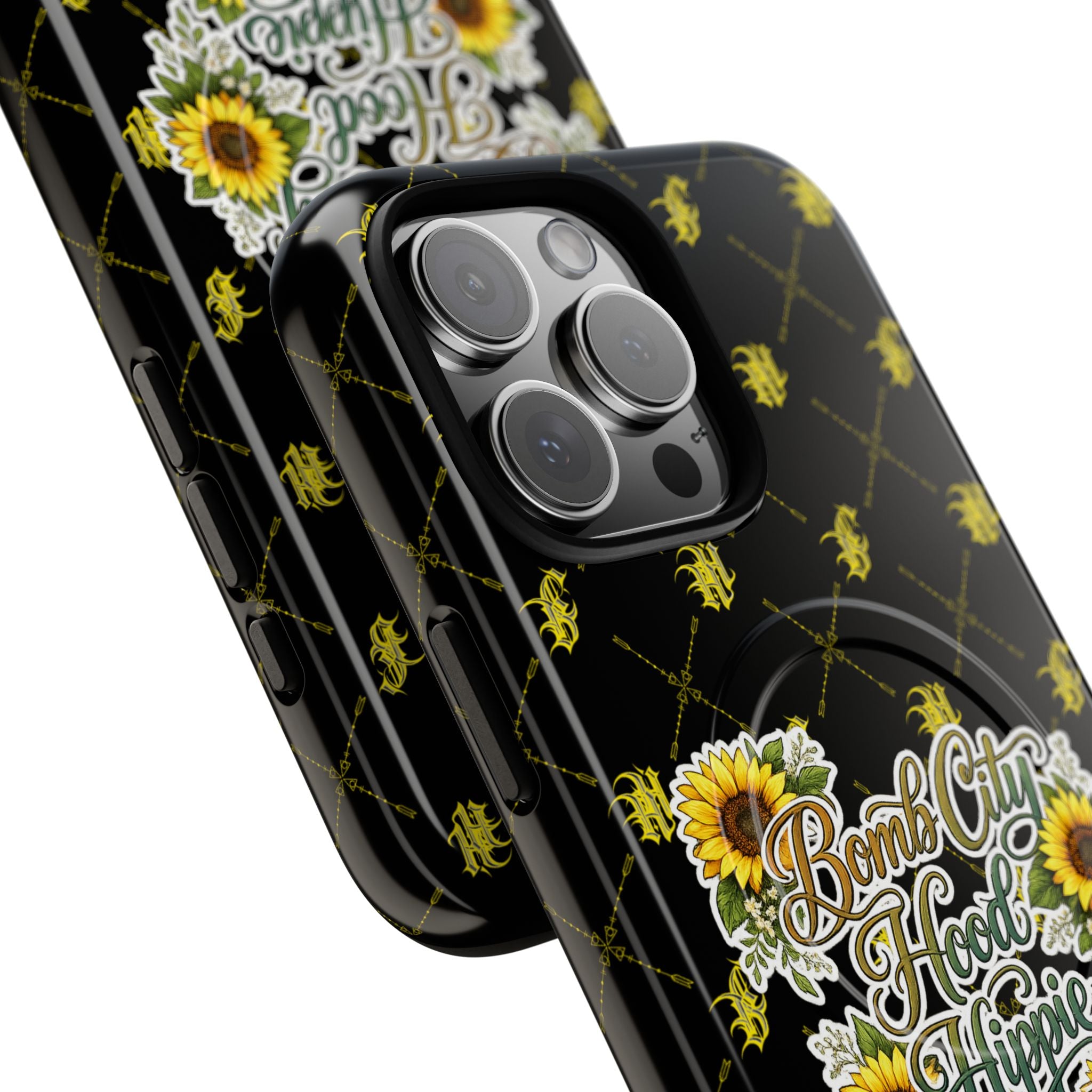 Tough Magnetic Phone Case — "Bomb City Hood Hippie" Sunflower Protective Cover