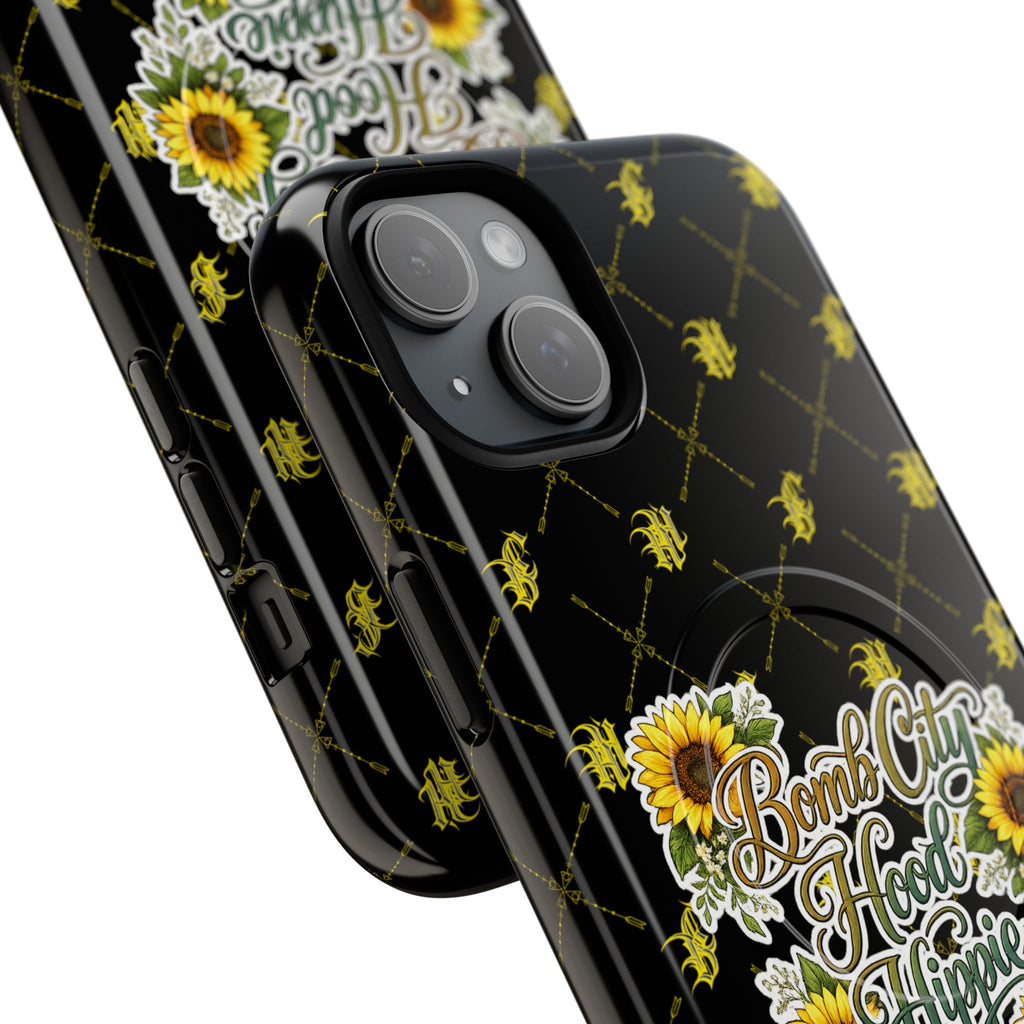 Tough Magnetic Phone Case — "Bomb City Hood Hippie" Sunflower Protective Cover