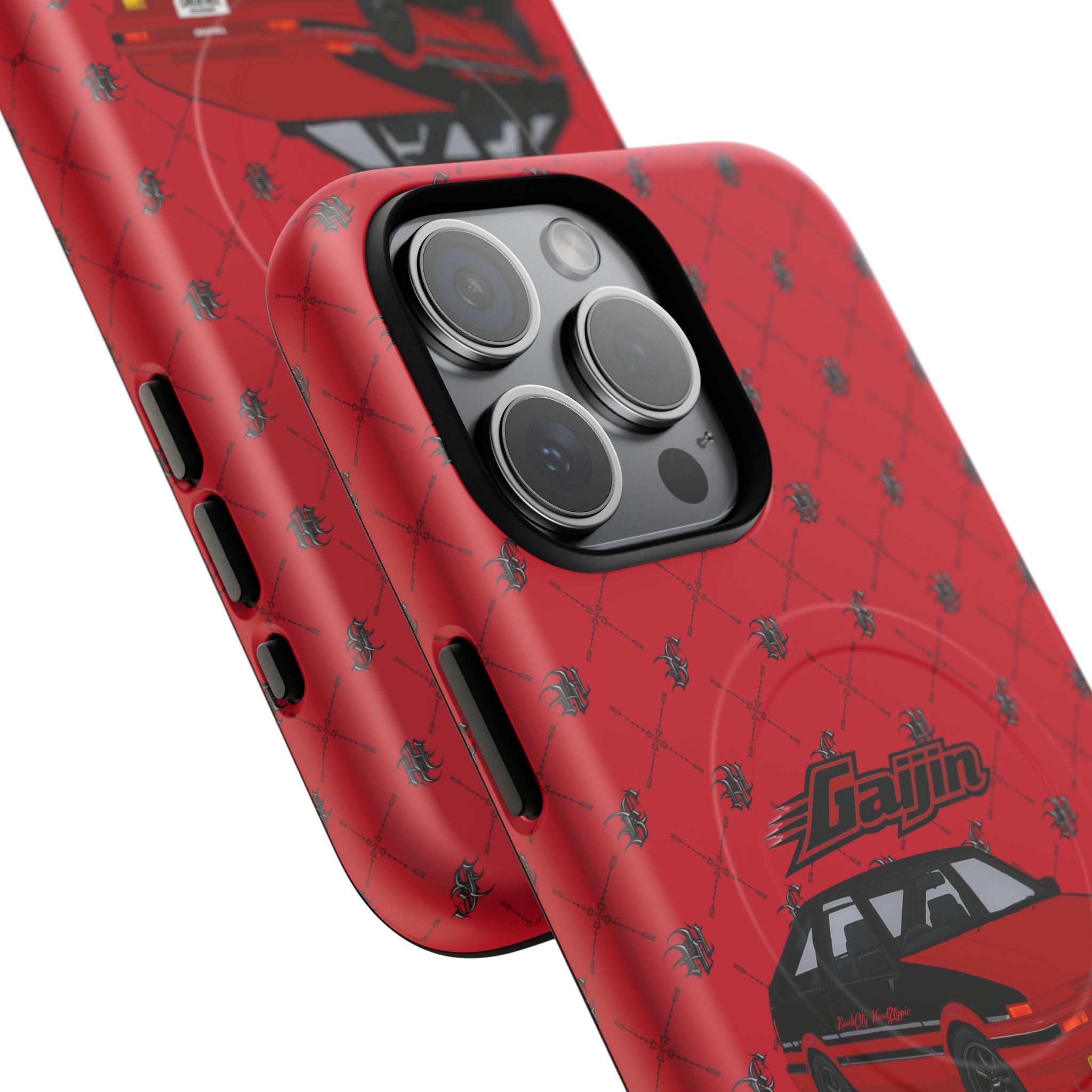 Red Retro Drift Car Tough Magnetic Phone Case — "Gajin" Graphic