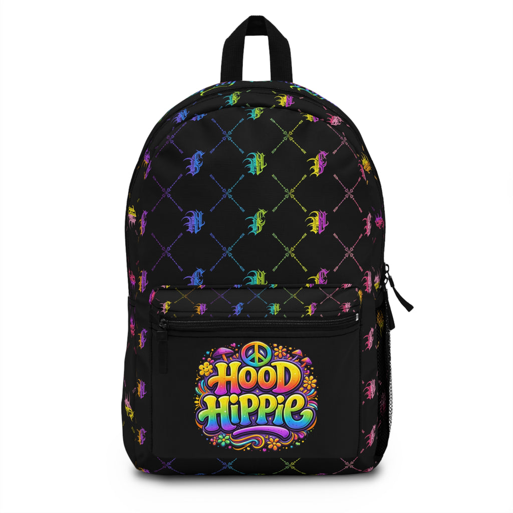 Bomb City Hood Hippie Backpack — Retro Psychedelic Peace Logo School Bag
