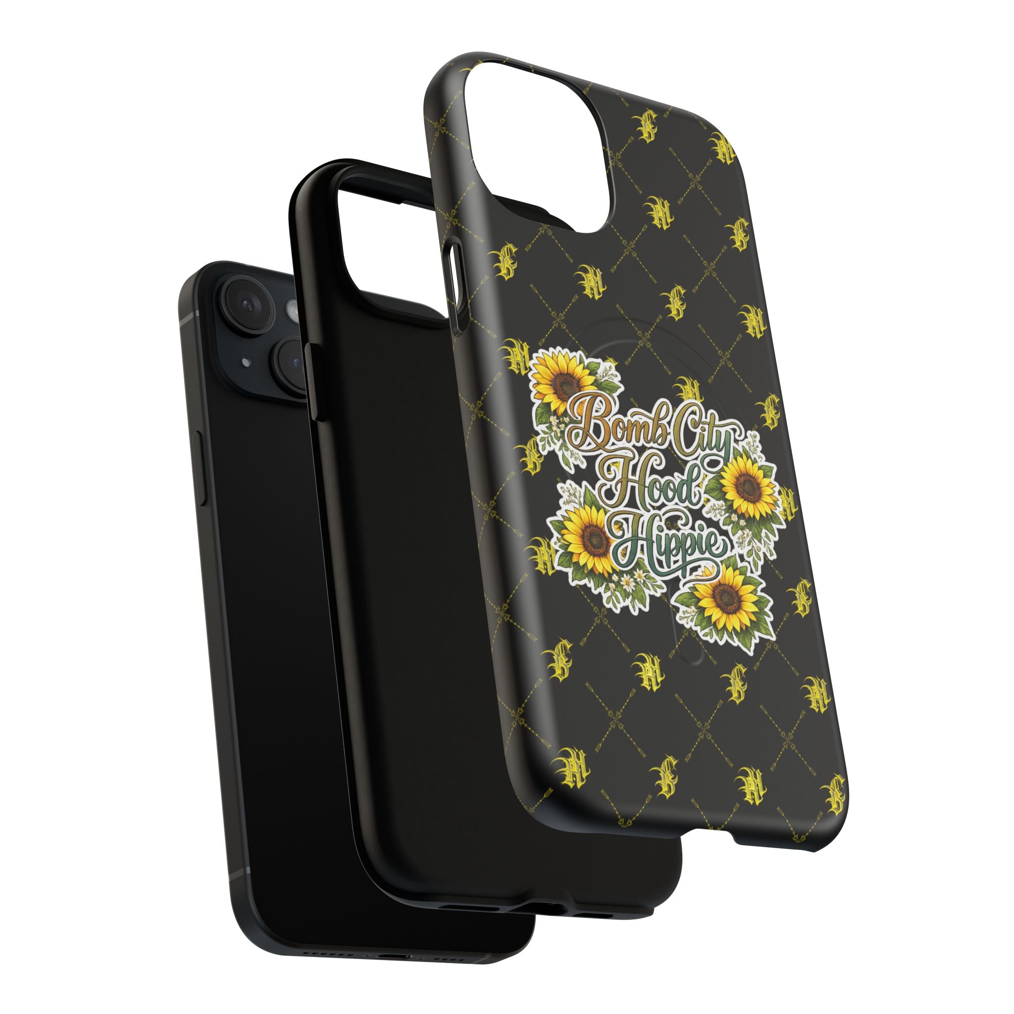 Tough Magnetic Phone Case — "Bomb City Hood Hippie" Sunflower Protective Cover