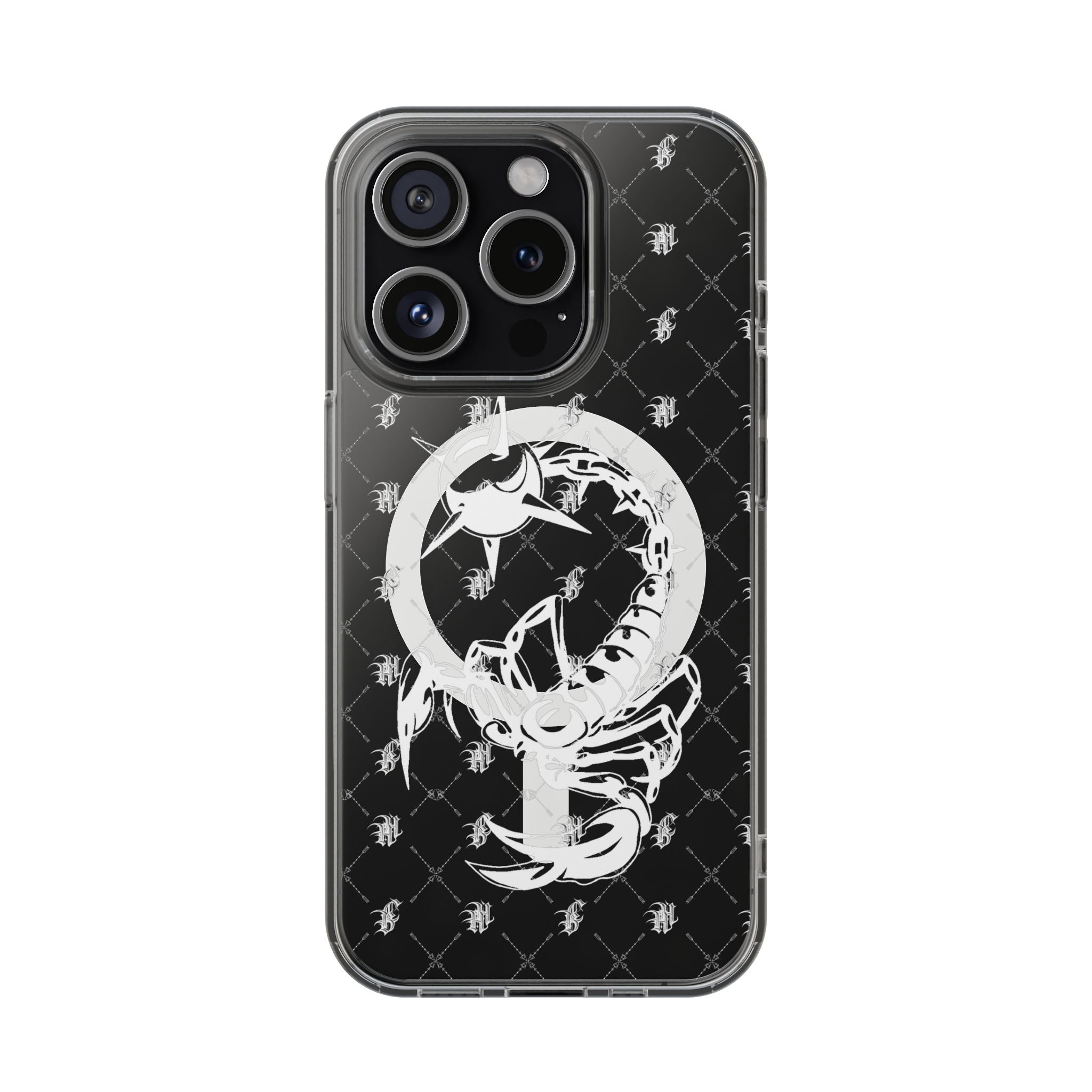 Clear Impact Phone Case — White Floral Venus Symbol (Magnetic, Shockproof)