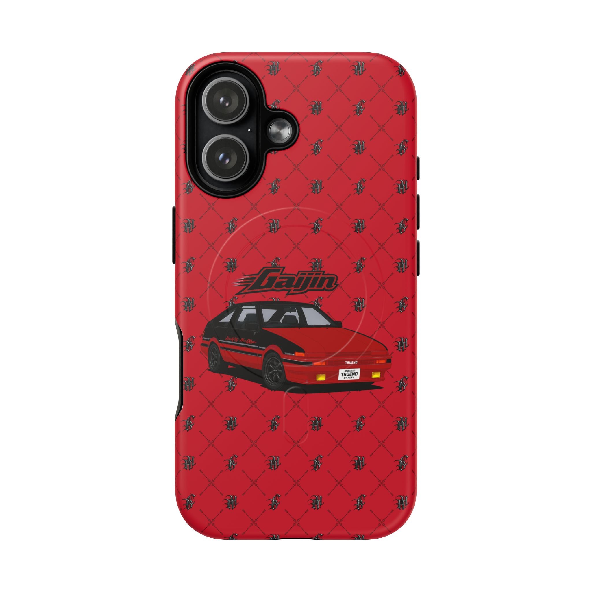Red Retro Drift Car Tough Magnetic Phone Case — "Gajin" Graphic