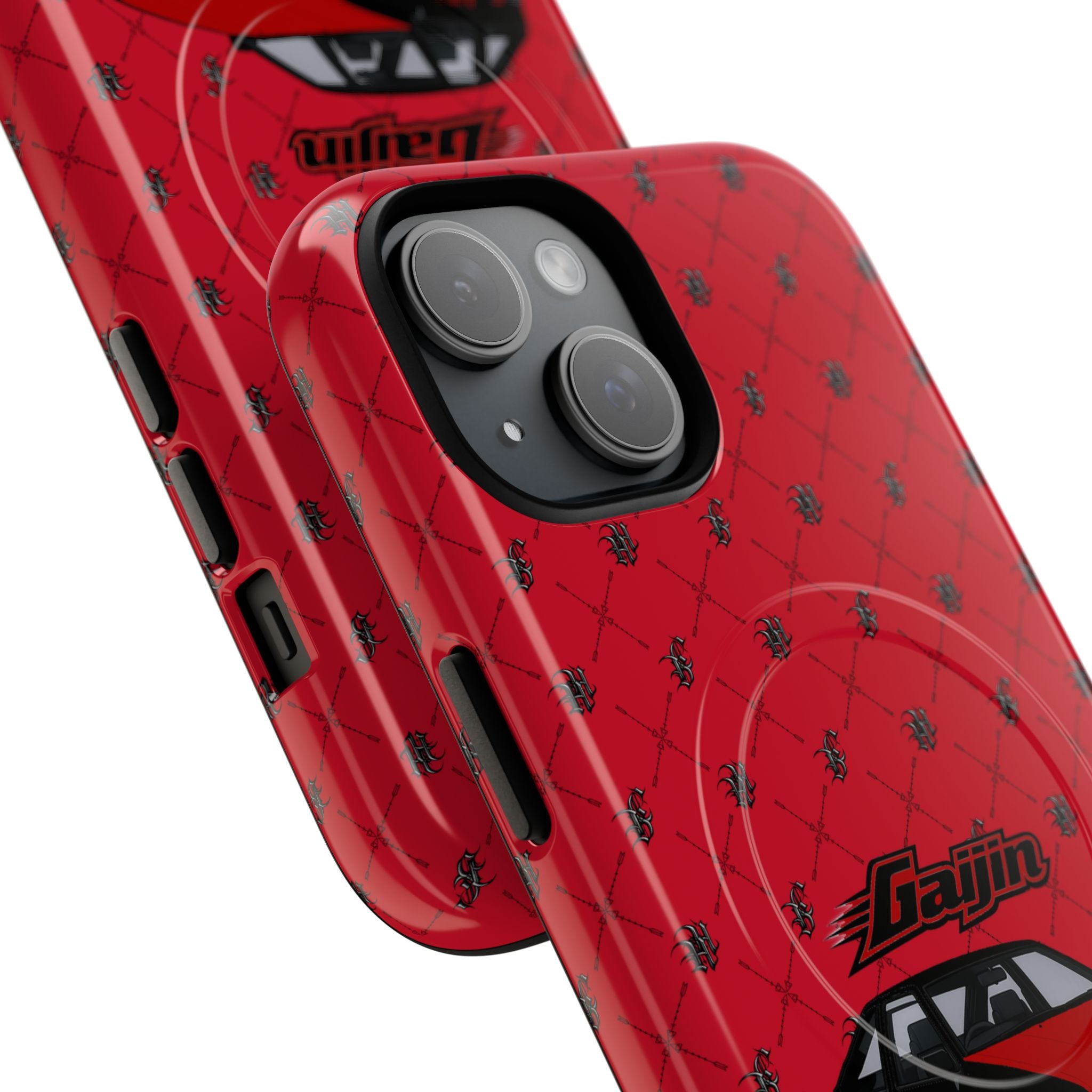 Red JDM Drift Car Magnetic Phone Case — 'Gaijin' Retro Racing Design