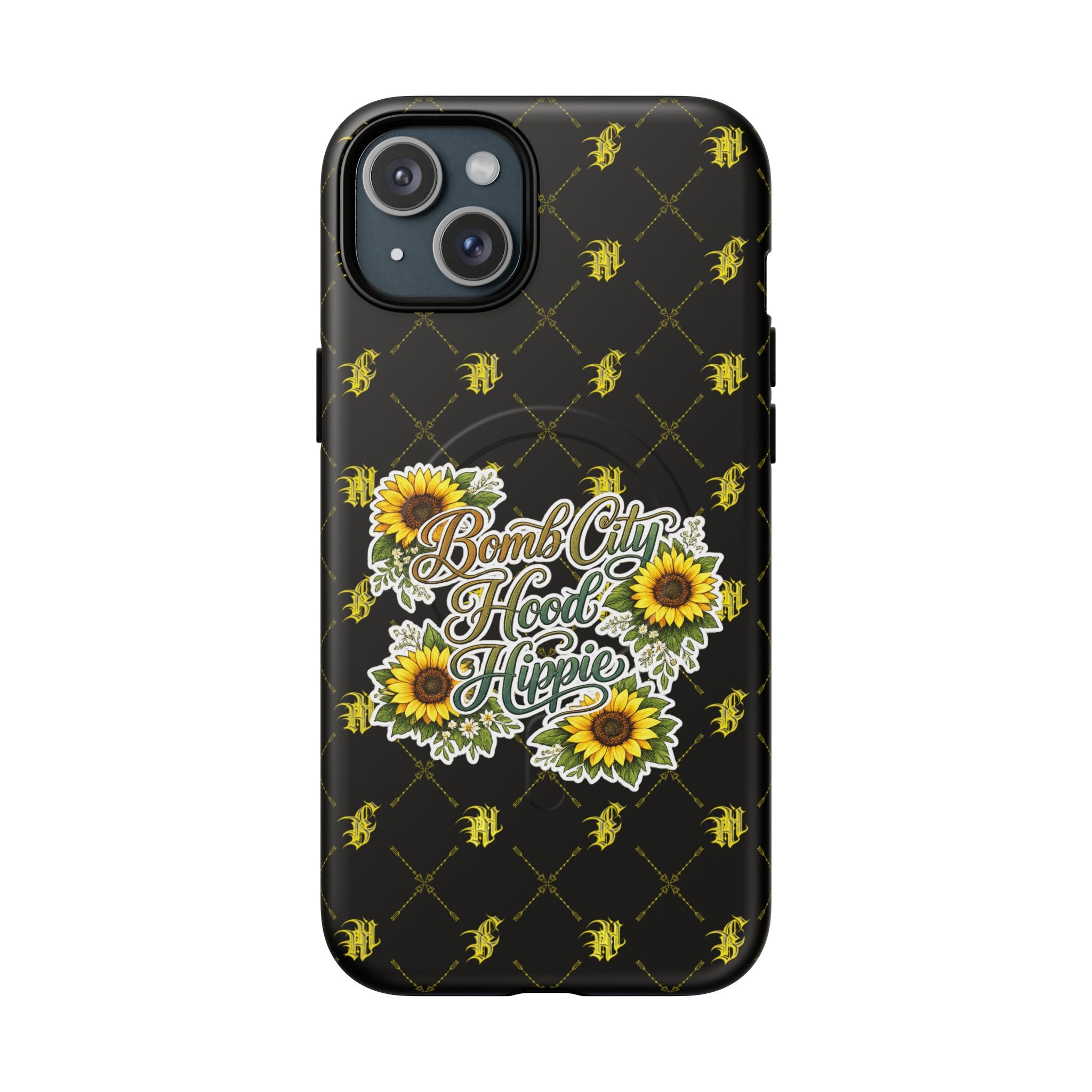 Tough Magnetic Phone Case — "Bomb City Hood Hippie" Sunflower Protective Cover