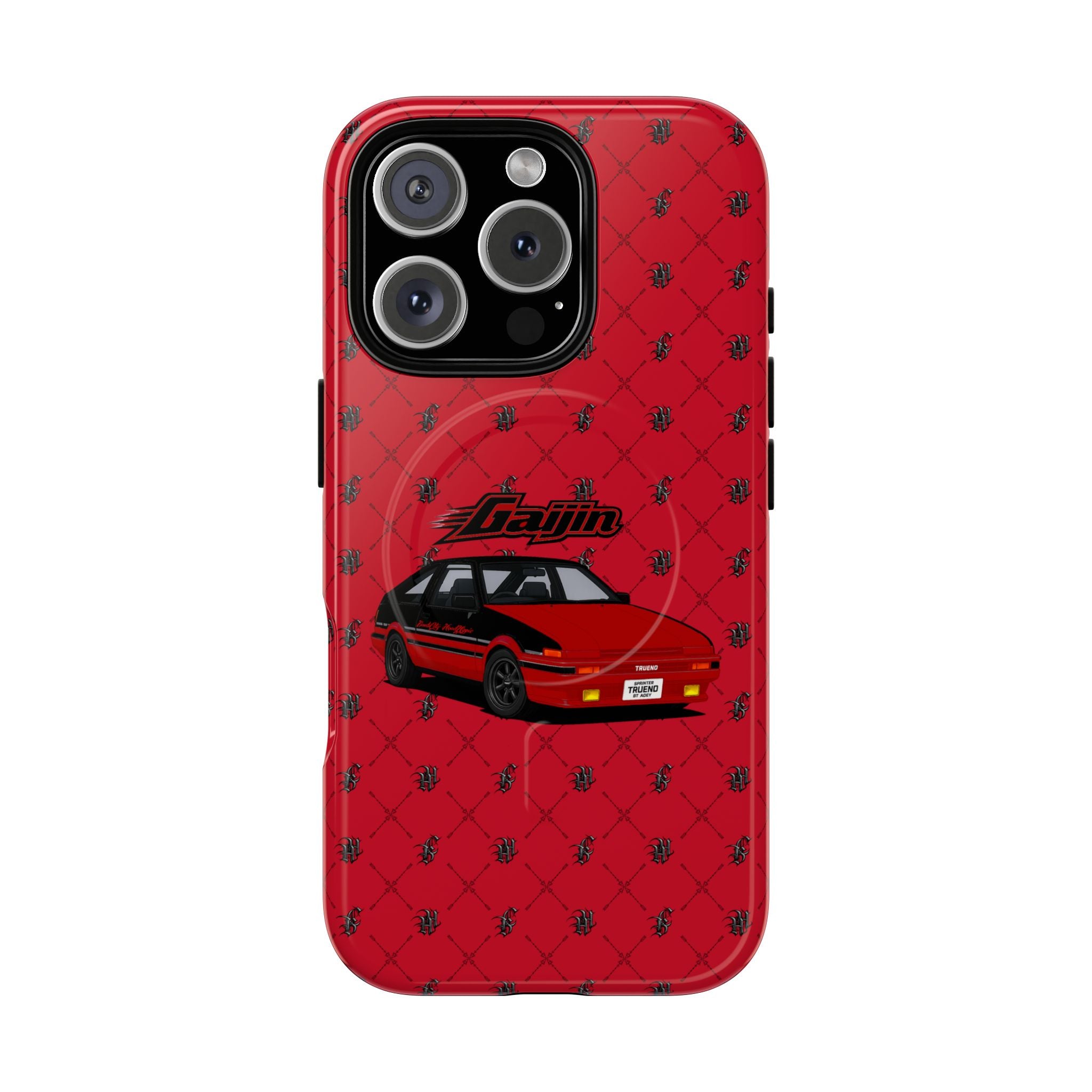 Red Retro Drift Car Tough Magnetic Phone Case — "Gajin" Graphic