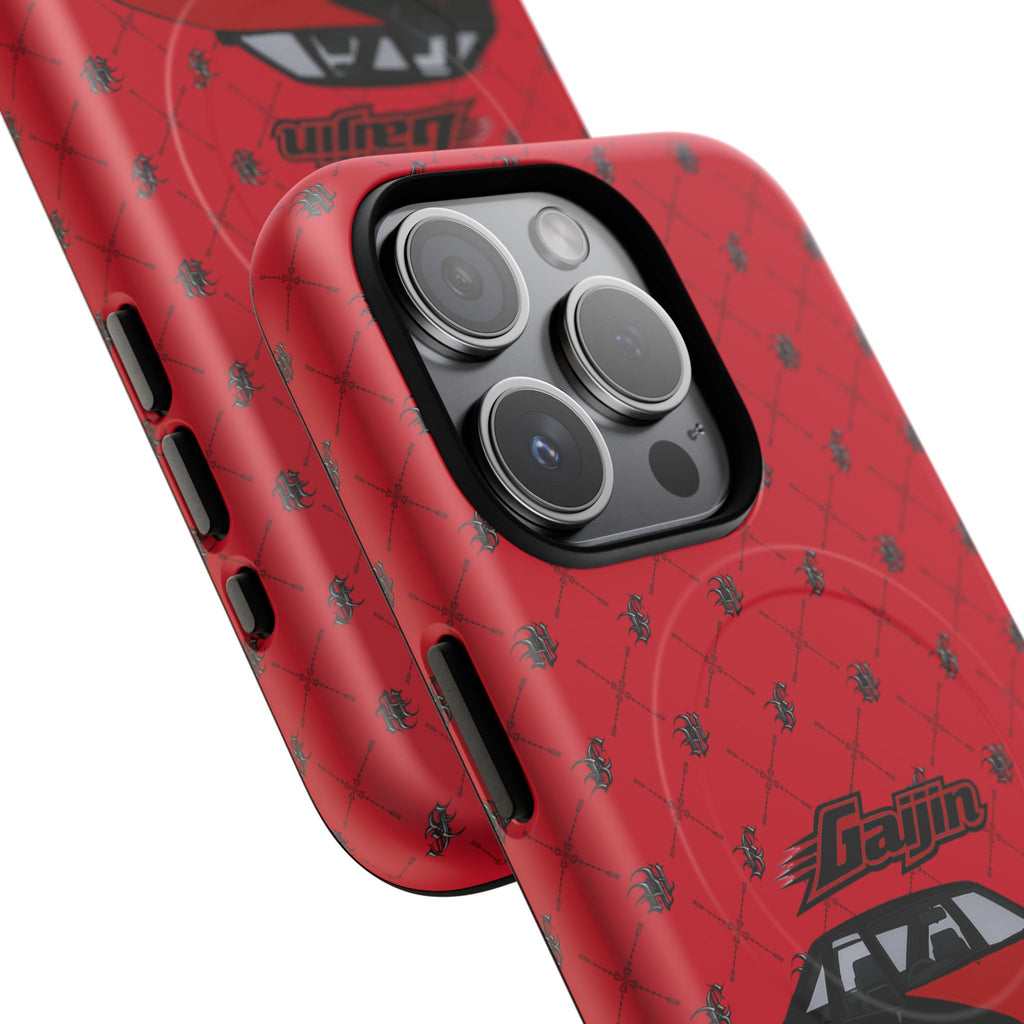 Red JDM Drift Car Magnetic Phone Case — 'Gaijin' Retro Racing Design