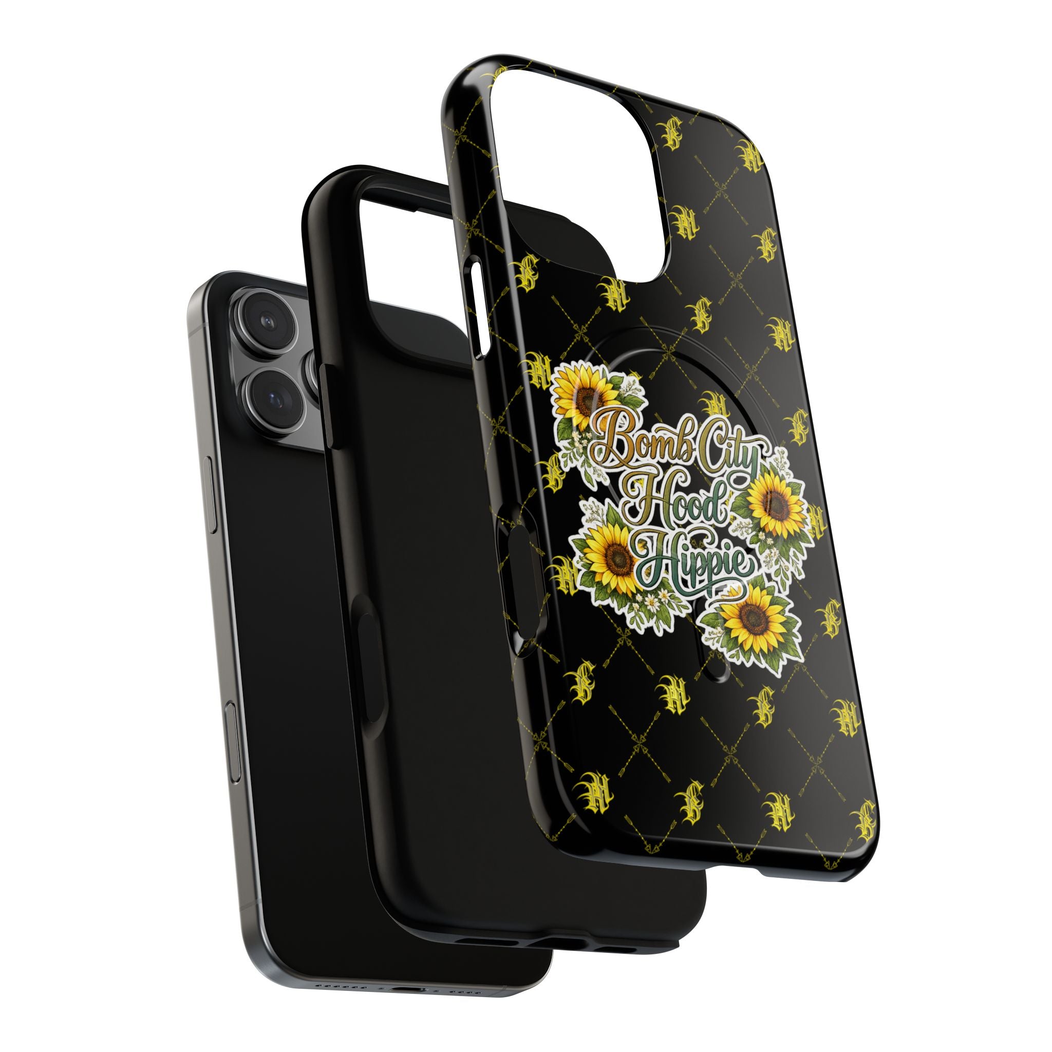 Tough Magnetic Phone Case — "Bomb City Hood Hippie" Sunflower Protective Cover