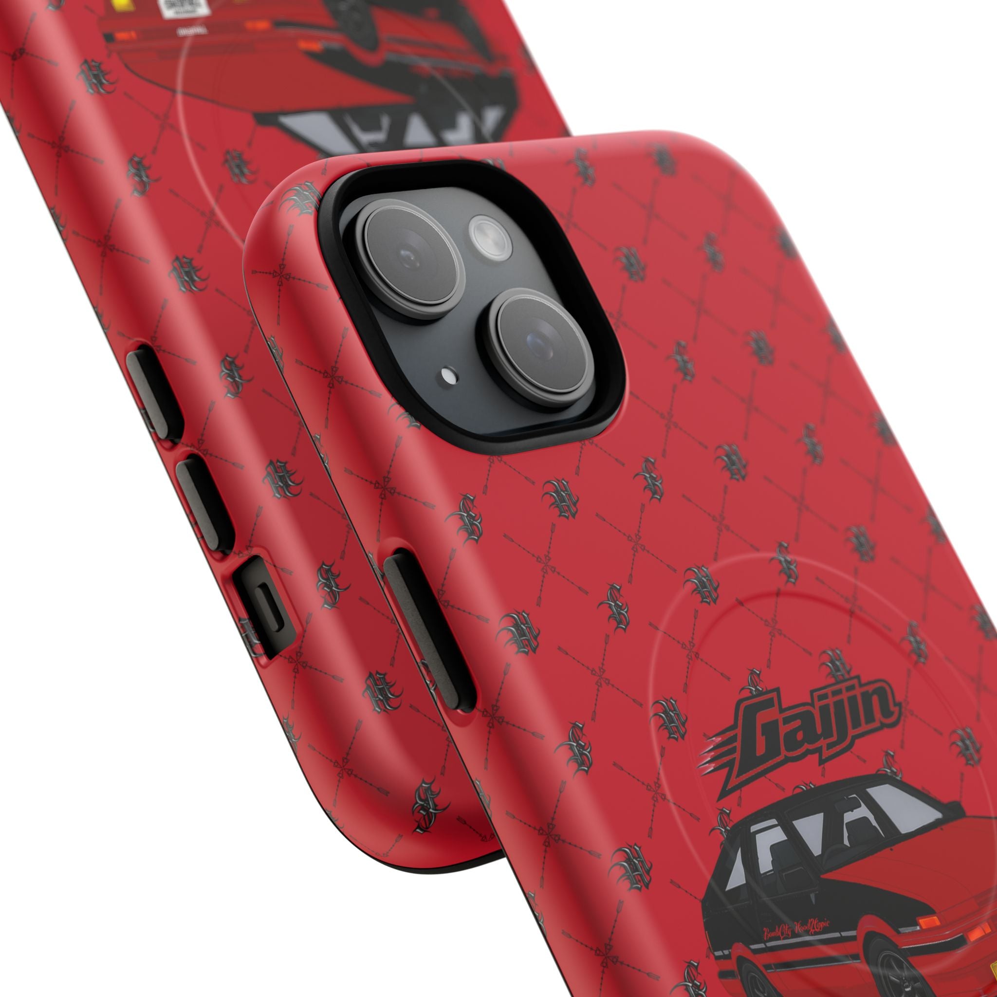 Red Retro Drift Car Tough Magnetic Phone Case — "Gajin" Graphic