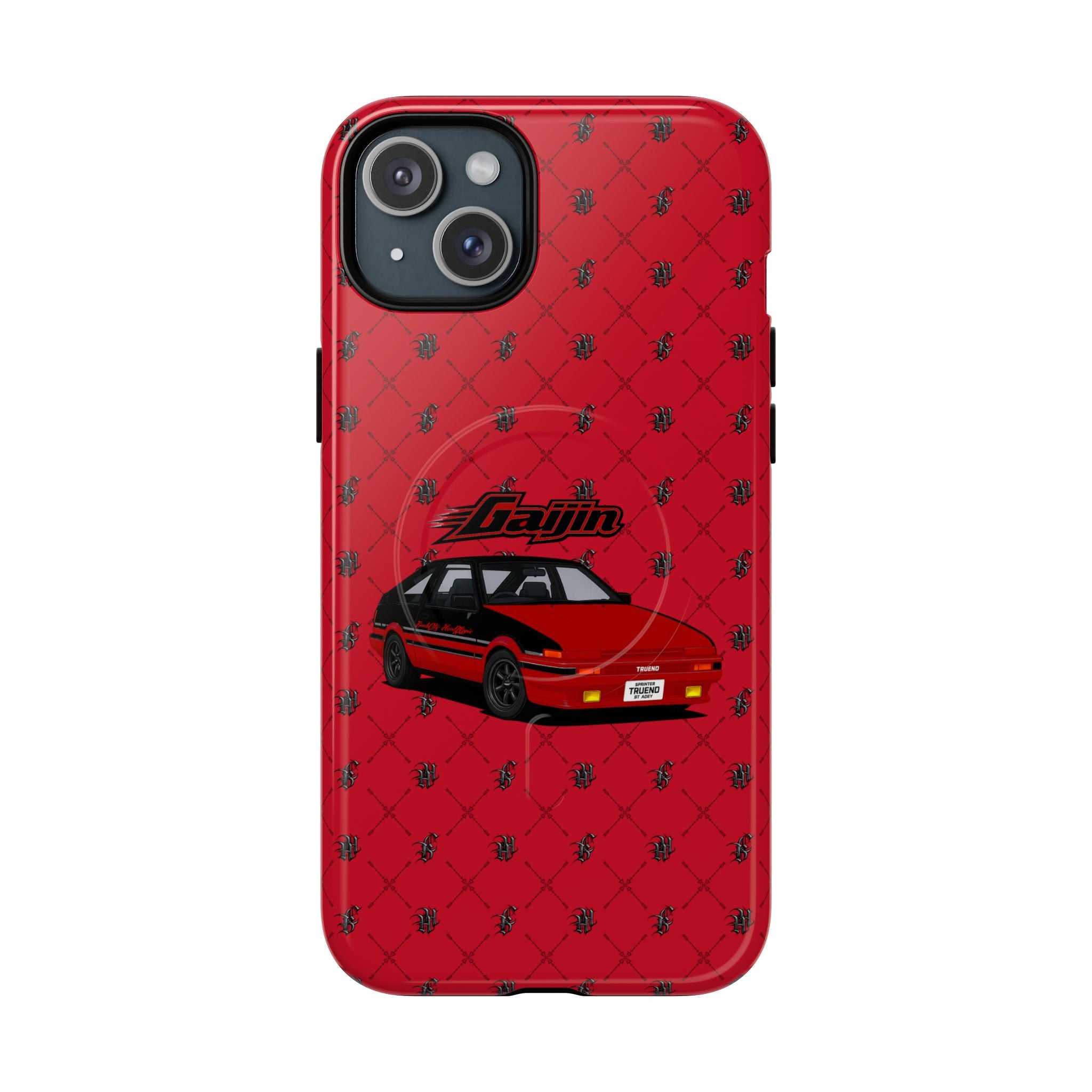 Red Retro Drift Car Tough Magnetic Phone Case — "Gajin" Graphic