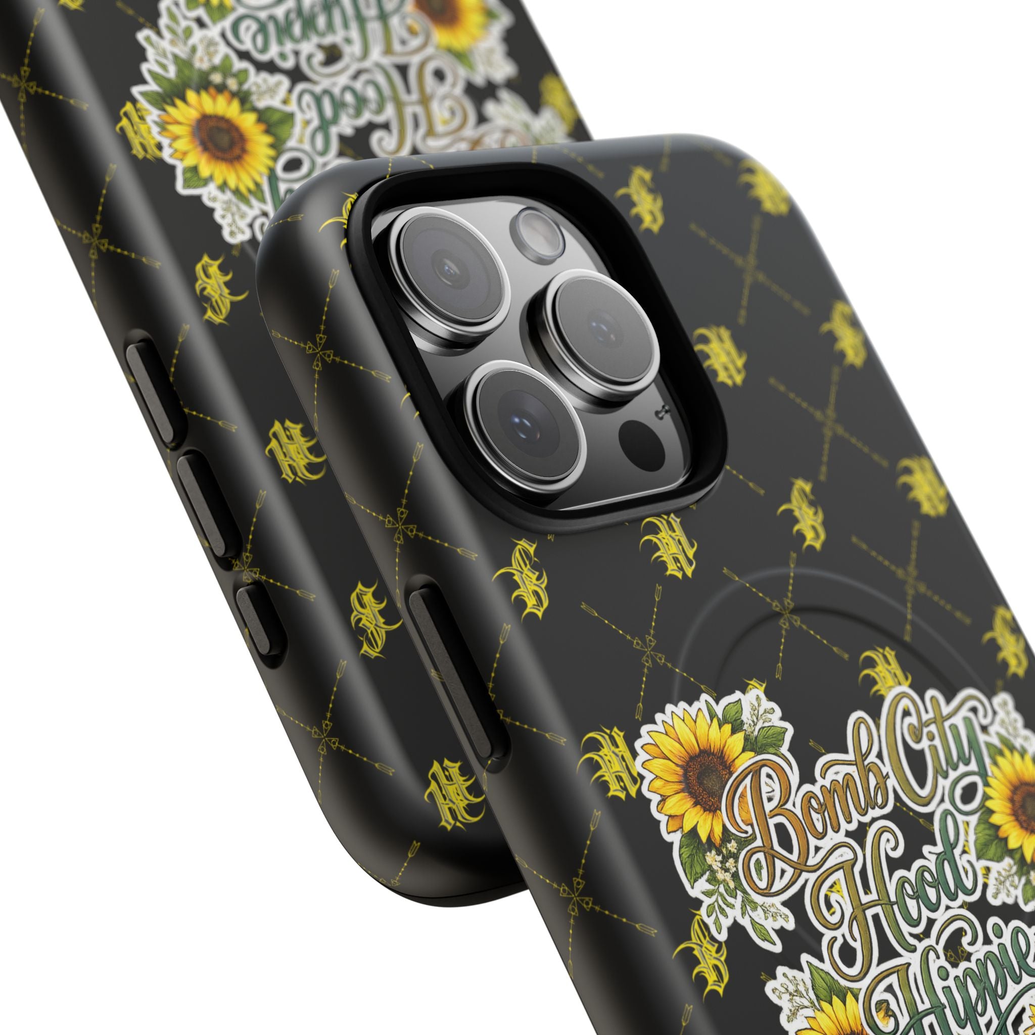 Tough Magnetic Phone Case — "Bomb City Hood Hippie" Sunflower Protective Cover