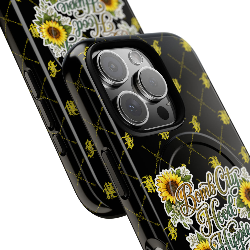 Tough Magnetic Phone Case — "Bomb City Hood Hippie" Sunflower Protective Cover