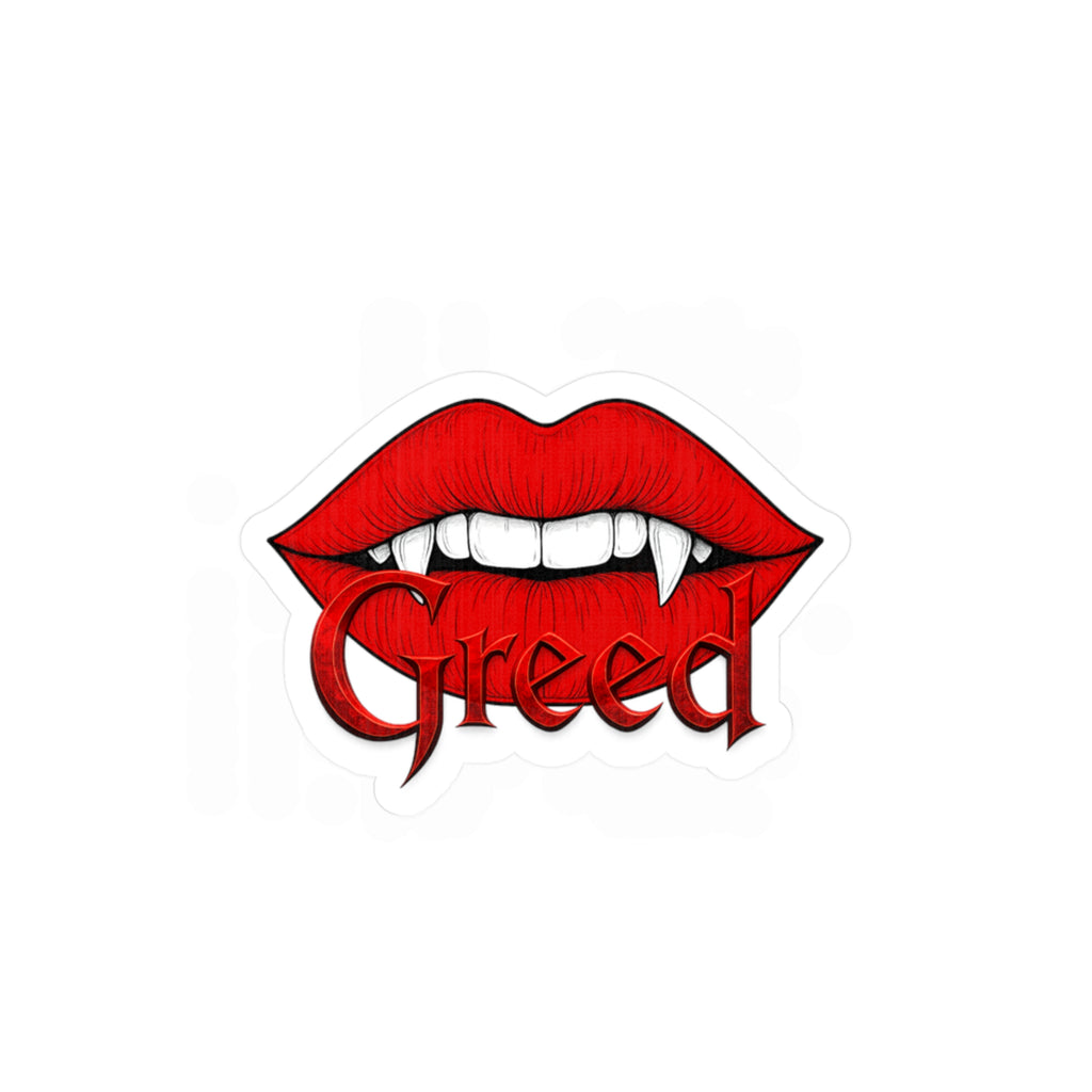 Vampire Lips 'Greed' Kiss-Cut Vinyl Sticker — Red Fanged Lip Decal