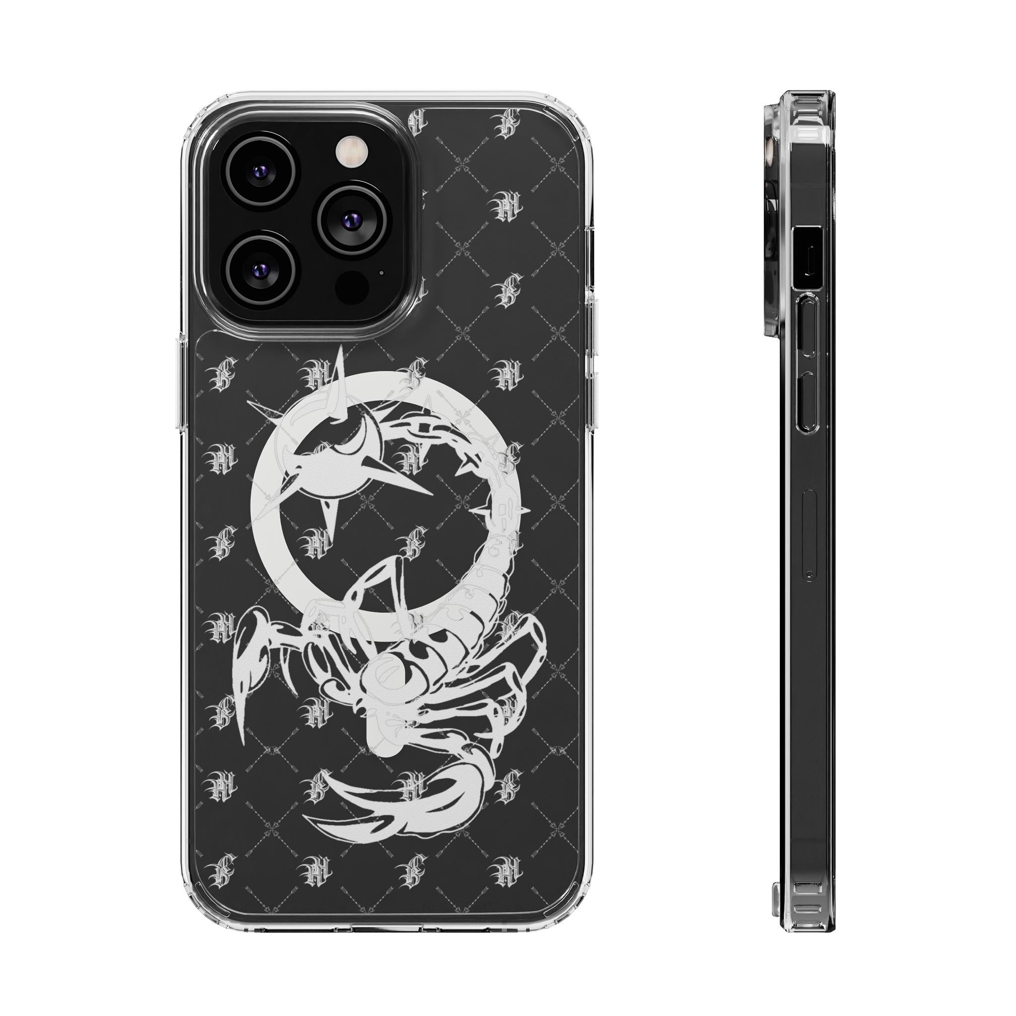 Clear Impact Phone Case — White Floral Venus Symbol (Magnetic, Shockproof)