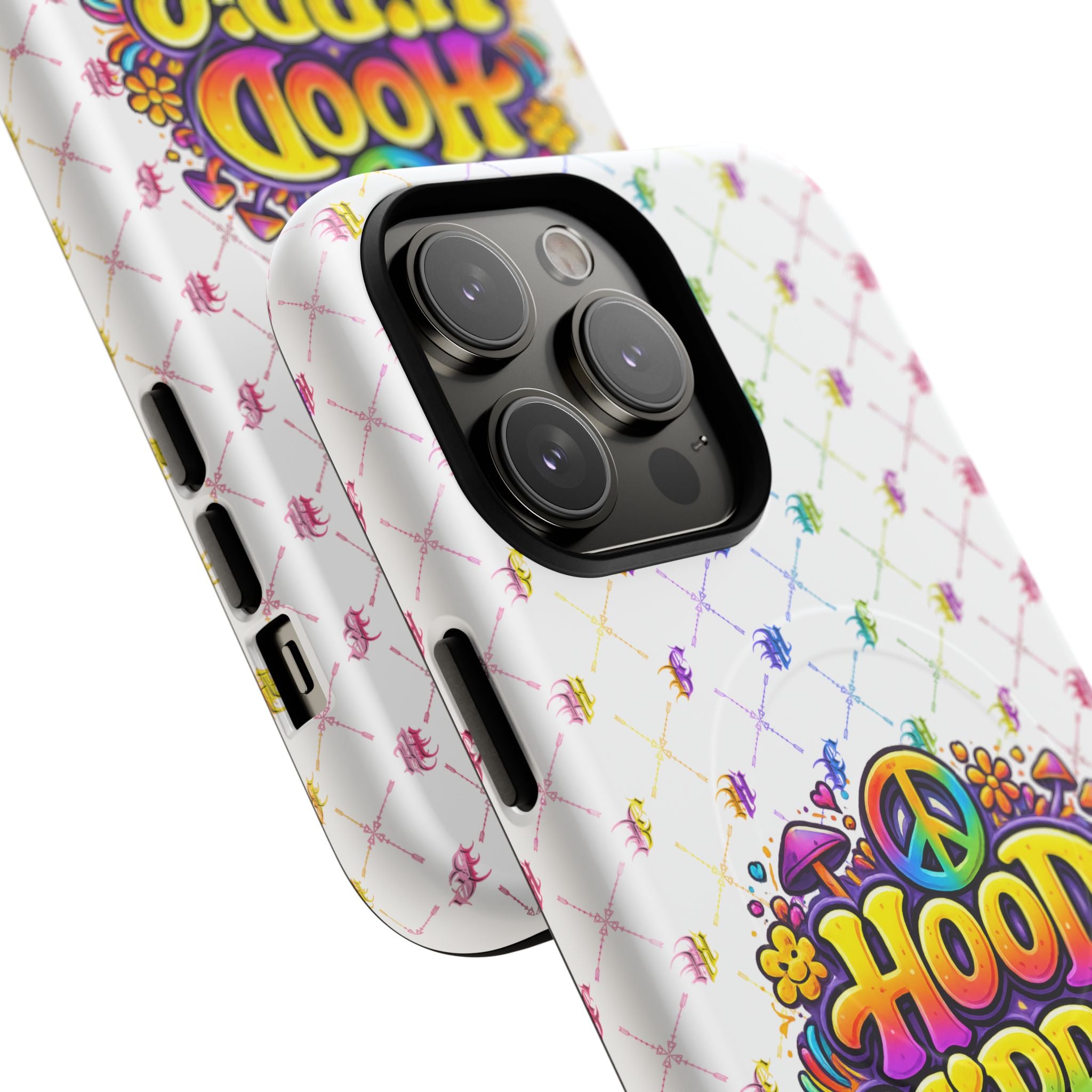 Hood Hippie Tough Magnetic Phone Case — Retro Peace Sign Floral iPhone Cover