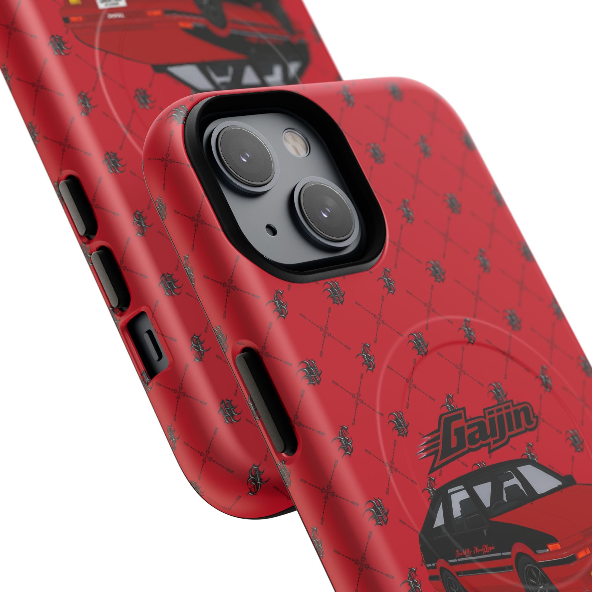 Red Retro Drift Car Tough Magnetic Phone Case — "Gajin" Graphic