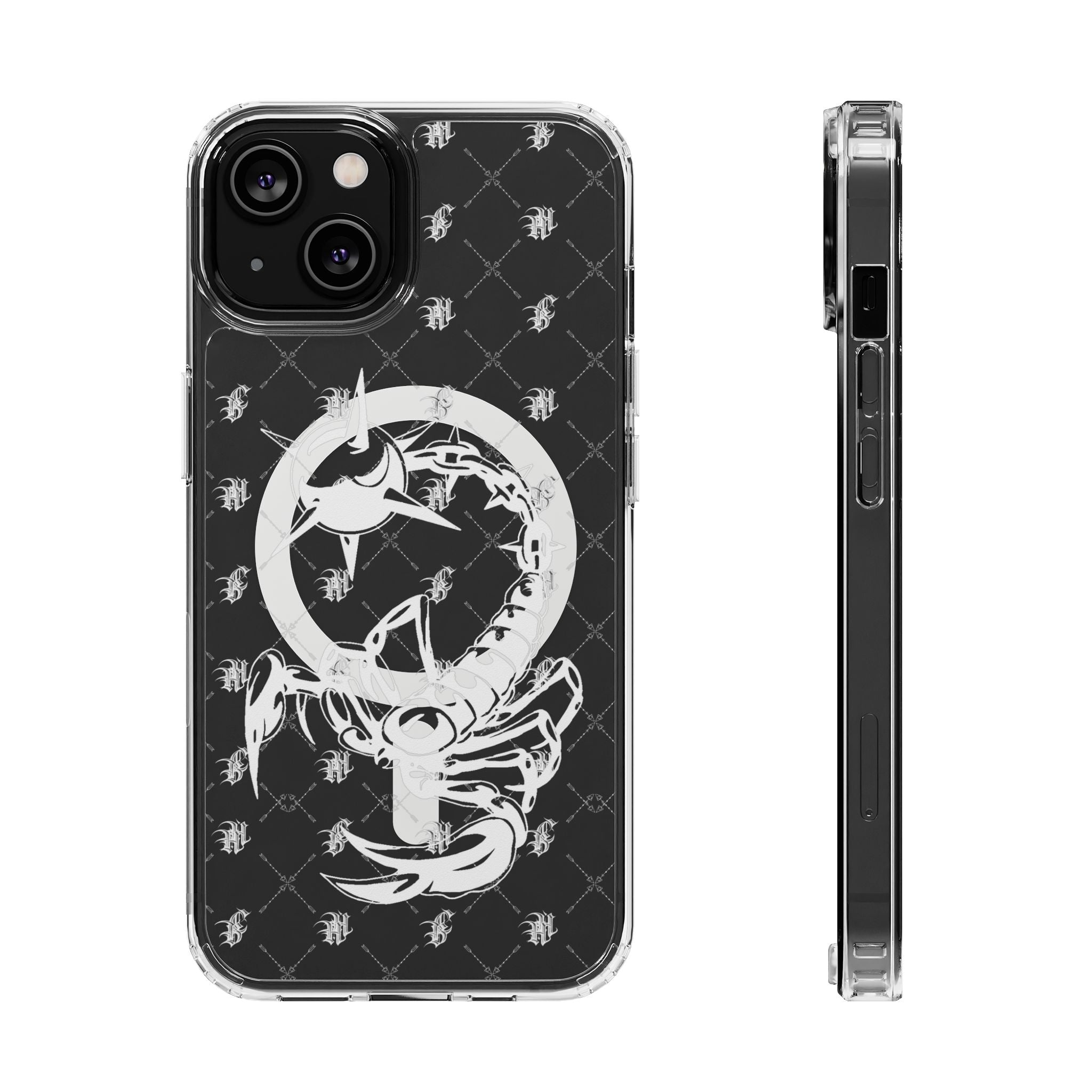 Clear Impact Phone Case — White Floral Venus Symbol (Magnetic, Shockproof)