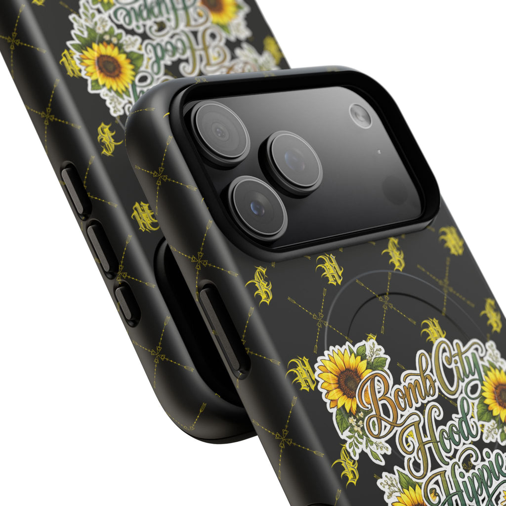 Tough Magnetic Phone Case — "Bomb City Hood Hippie" Sunflower Protective Cover