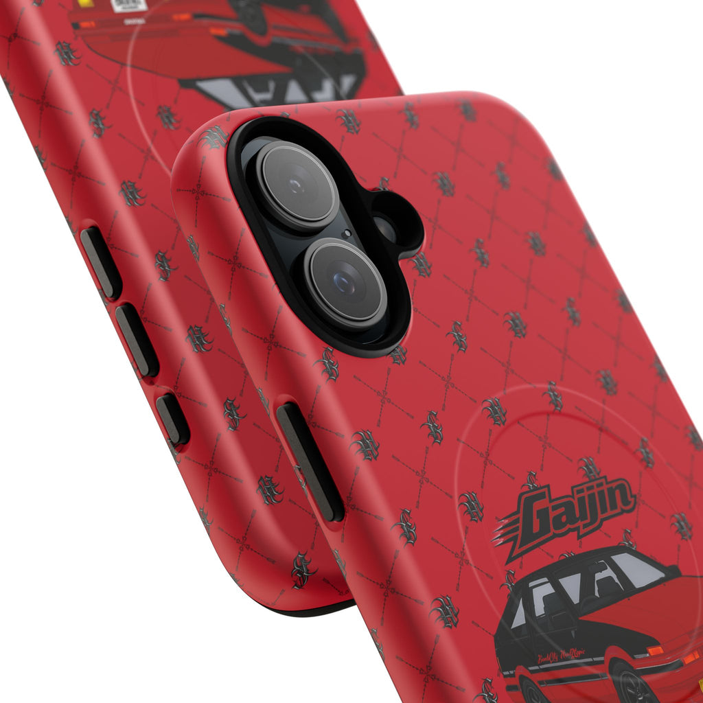 Red Retro Drift Car Tough Magnetic Phone Case — "Gajin" Graphic