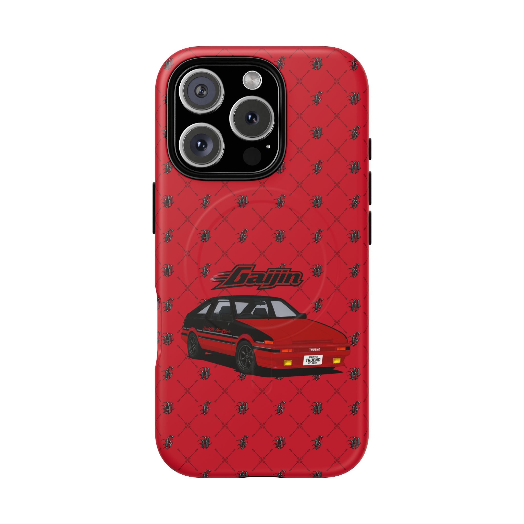 Red JDM Drift Car Magnetic Phone Case — 'Gaijin' Retro Racing Design