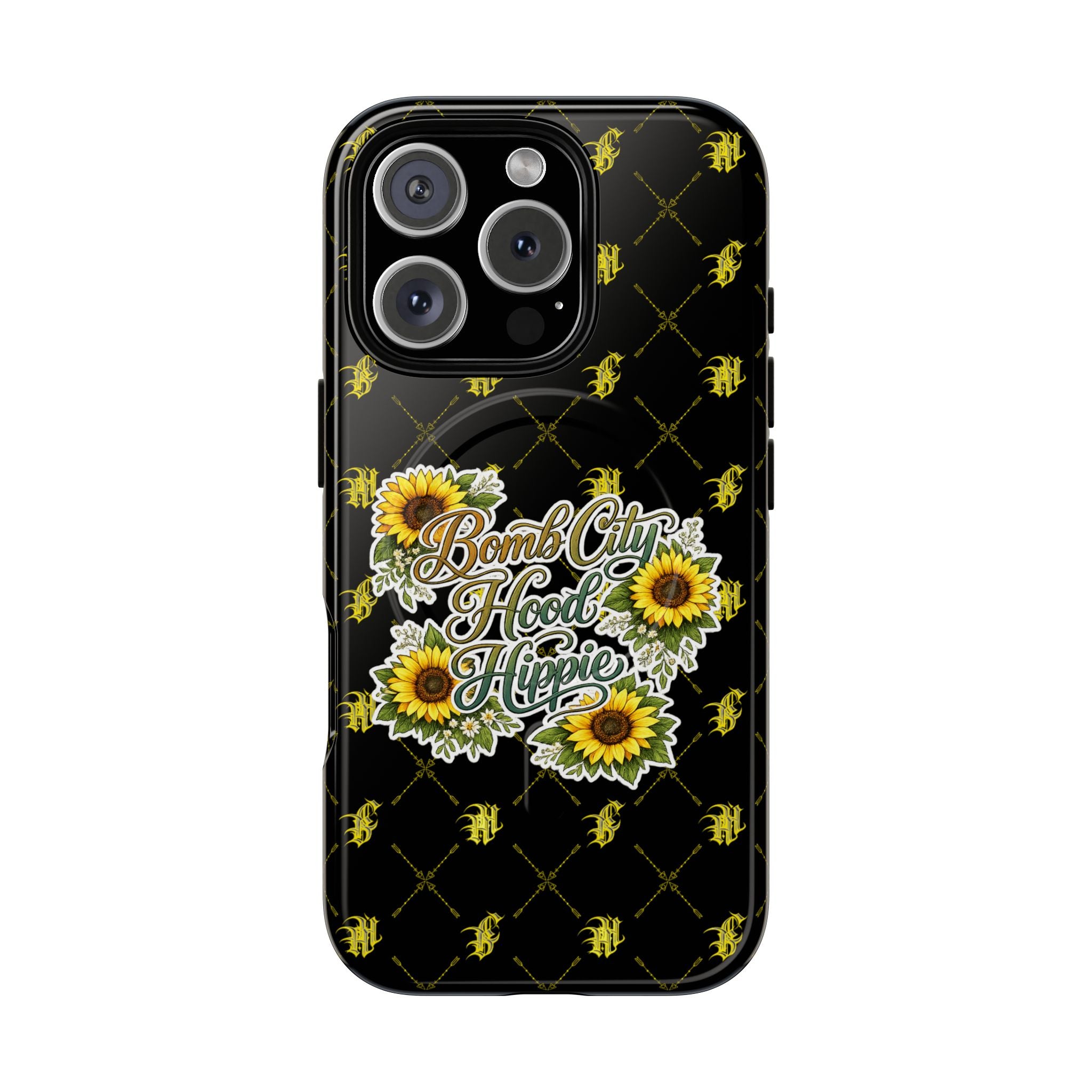 Tough Magnetic Phone Case — "Bomb City Hood Hippie" Sunflower Protective Cover