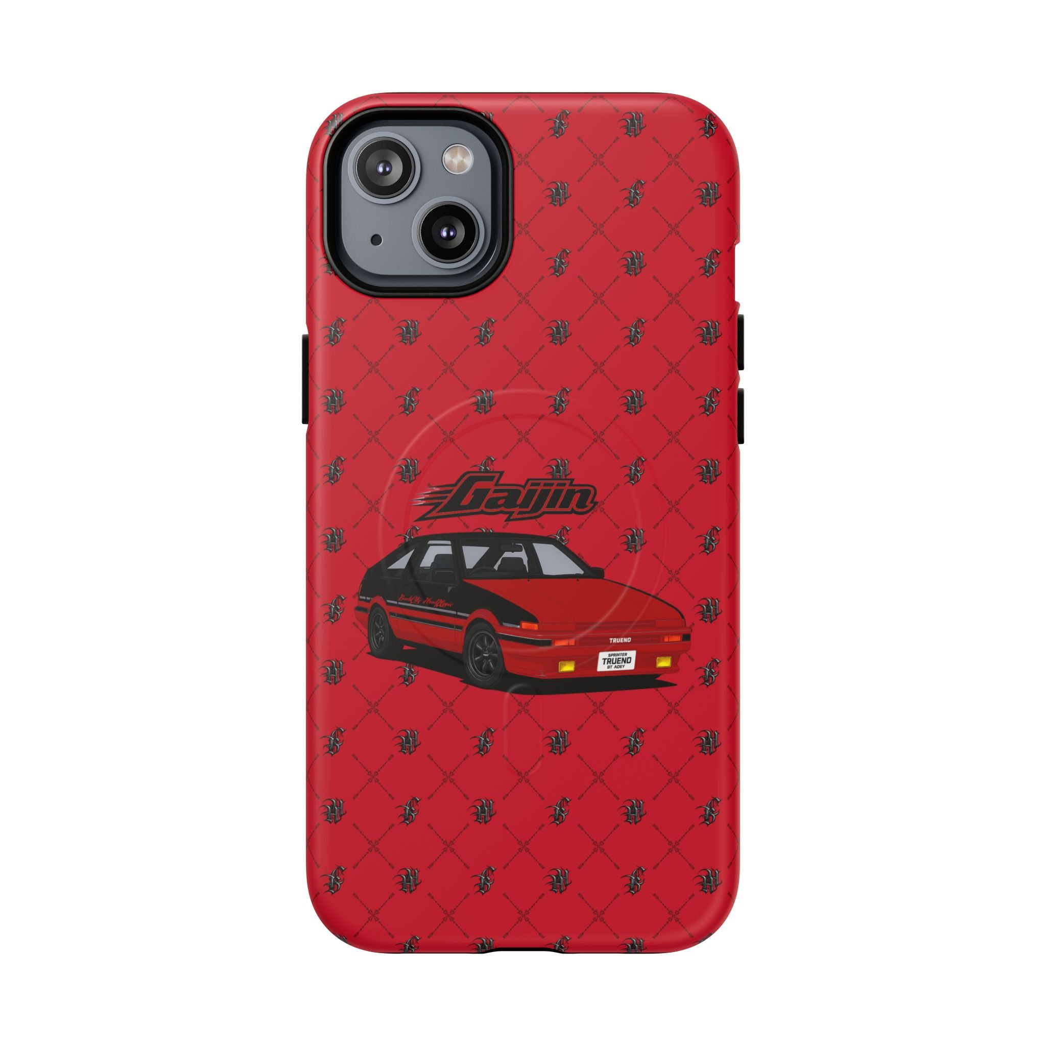 Red Retro Drift Car Tough Magnetic Phone Case — "Gajin" Graphic