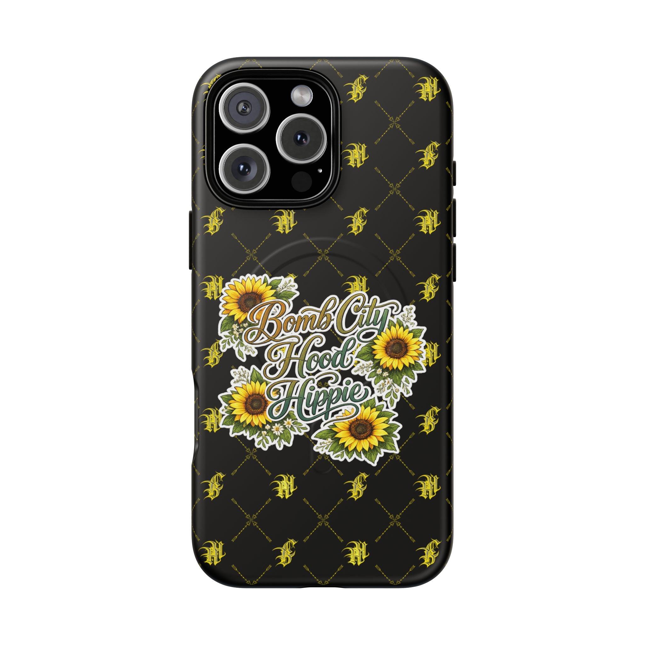 Tough Magnetic Phone Case — "Bomb City Hood Hippie" Sunflower Protective Cover