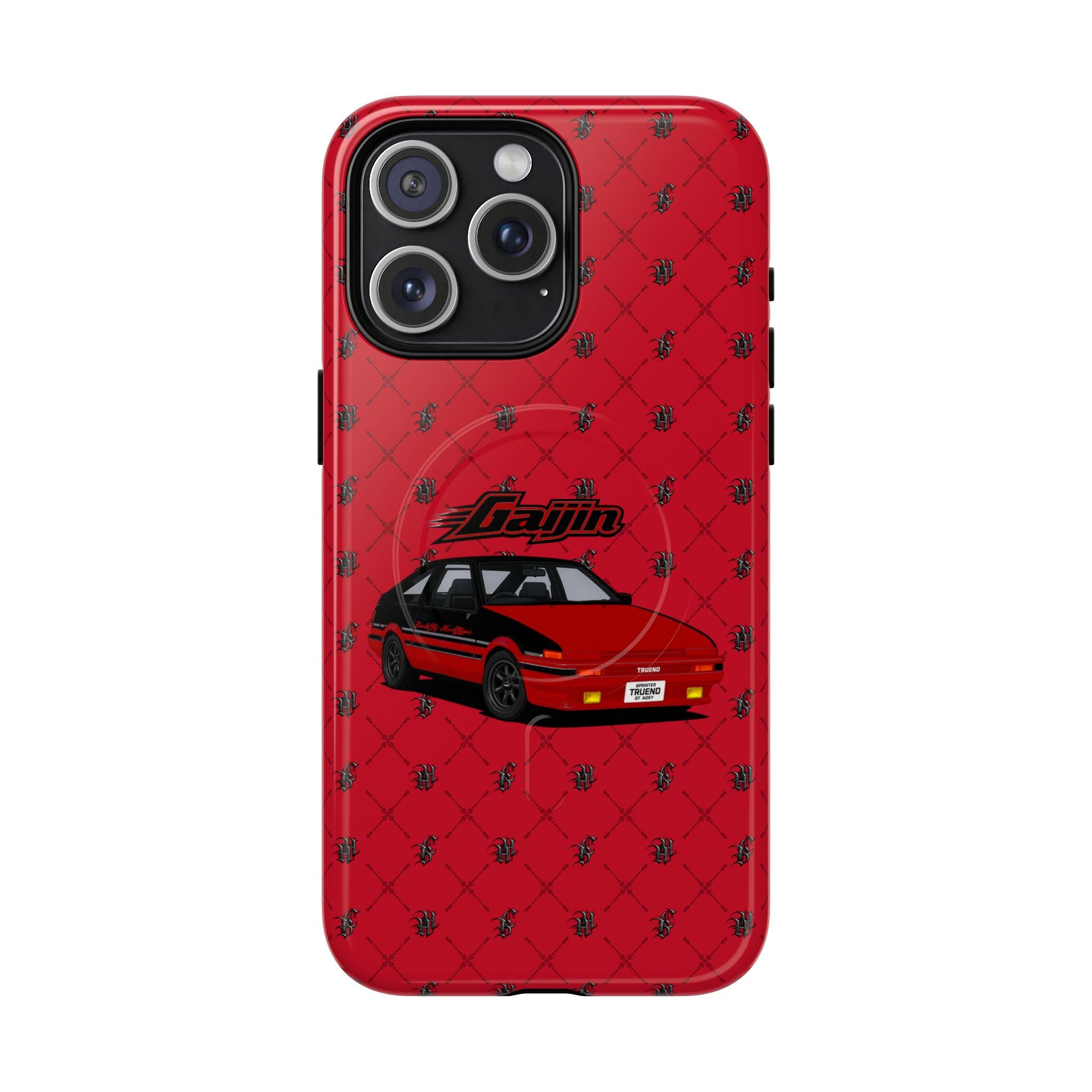 Red Retro Drift Car Tough Magnetic Phone Case — "Gajin" Graphic