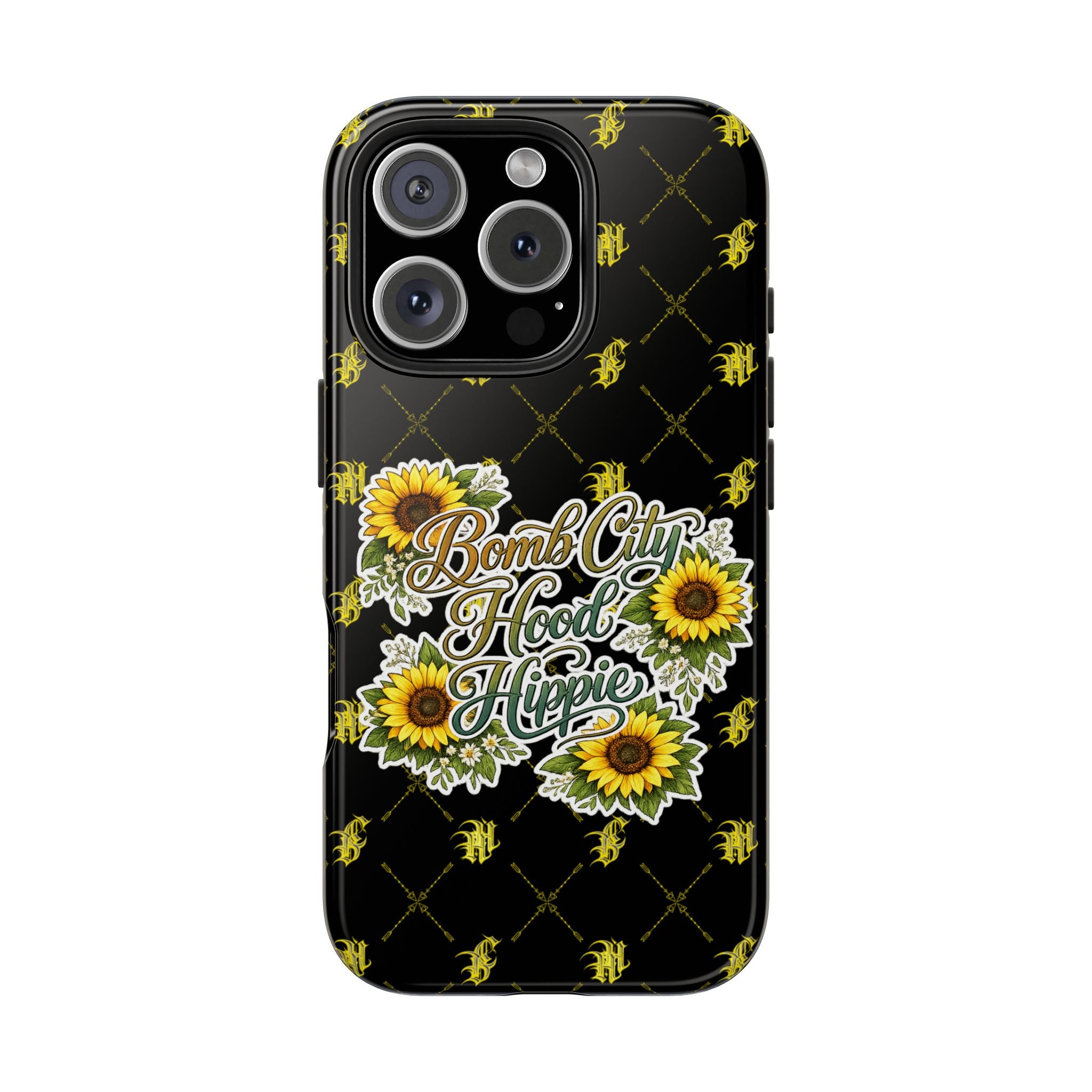Tough Phone Case — "Bomb City Hood Hippie" Sunflower Protective Phone Cover