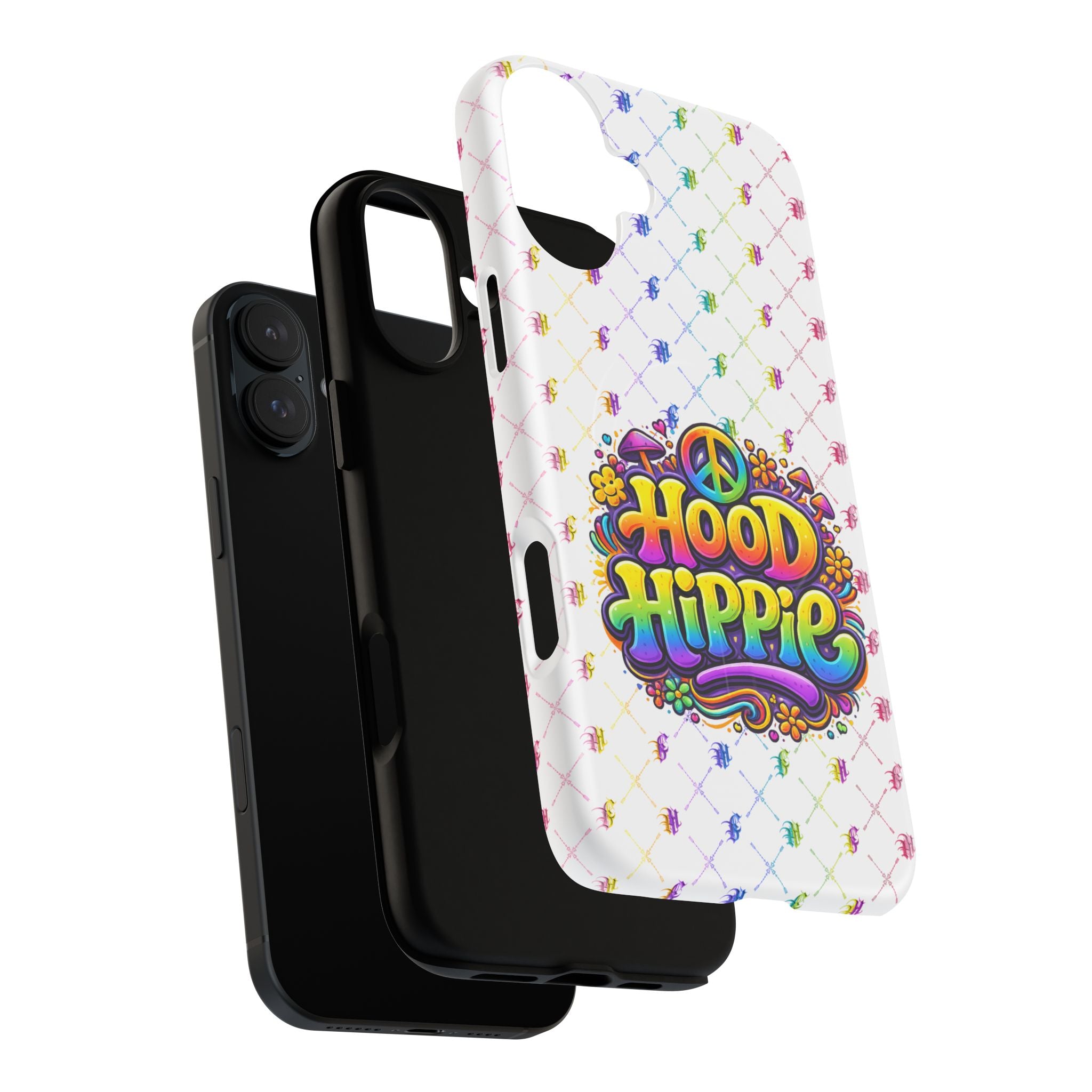 Hood Hippie Tough Magnetic Phone Case — Retro Peace Sign Floral iPhone Cover