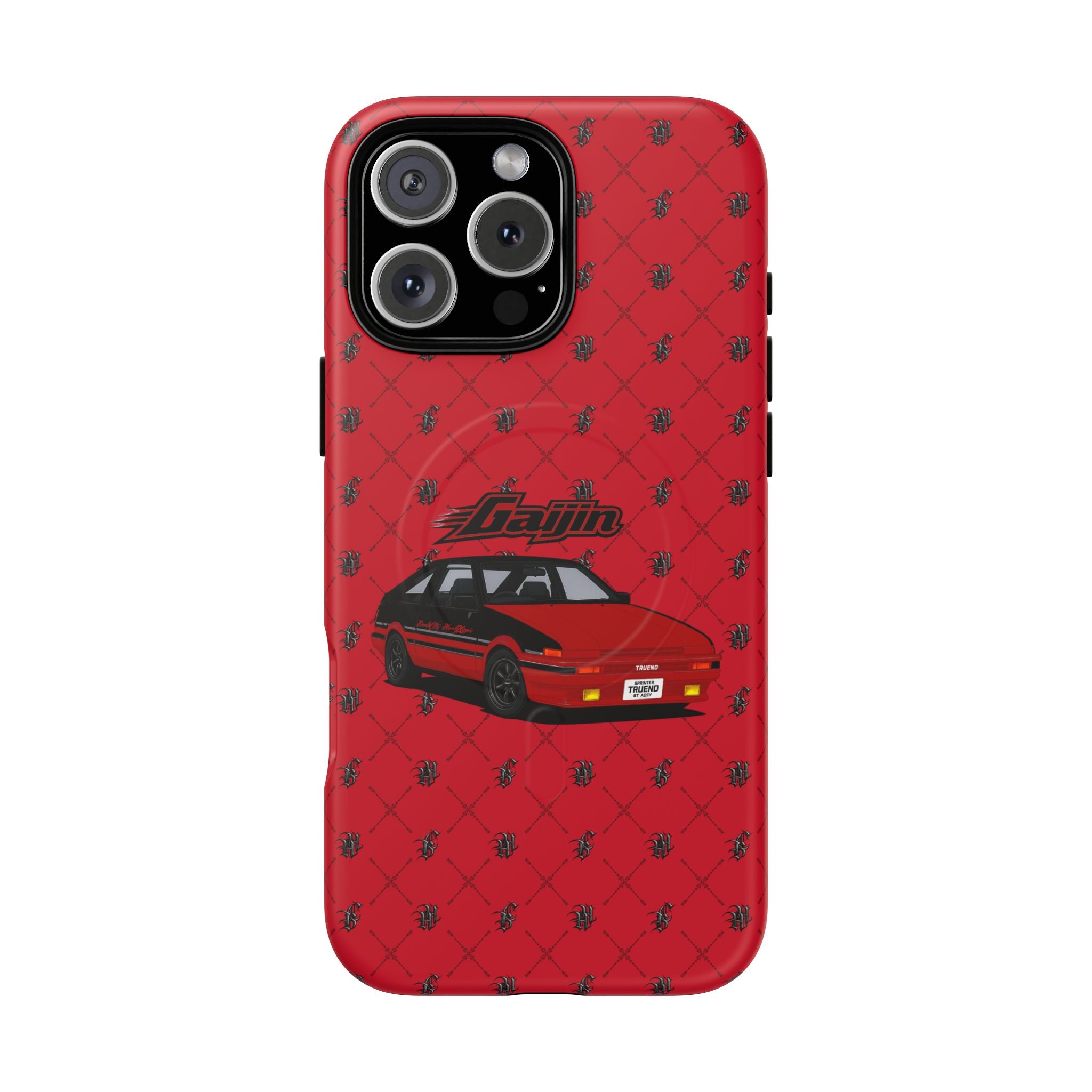 Red Retro Drift Car Tough Magnetic Phone Case — "Gajin" Graphic