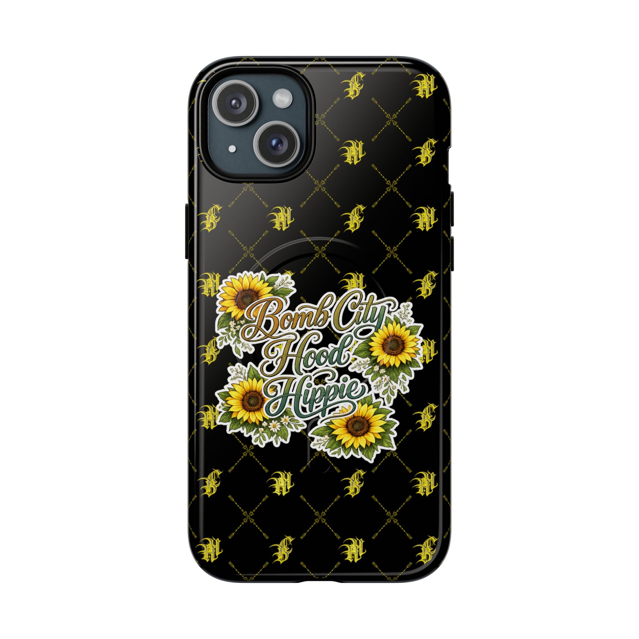 Tough Magnetic Phone Case — "Bomb City Hood Hippie" Sunflower Protective Cover