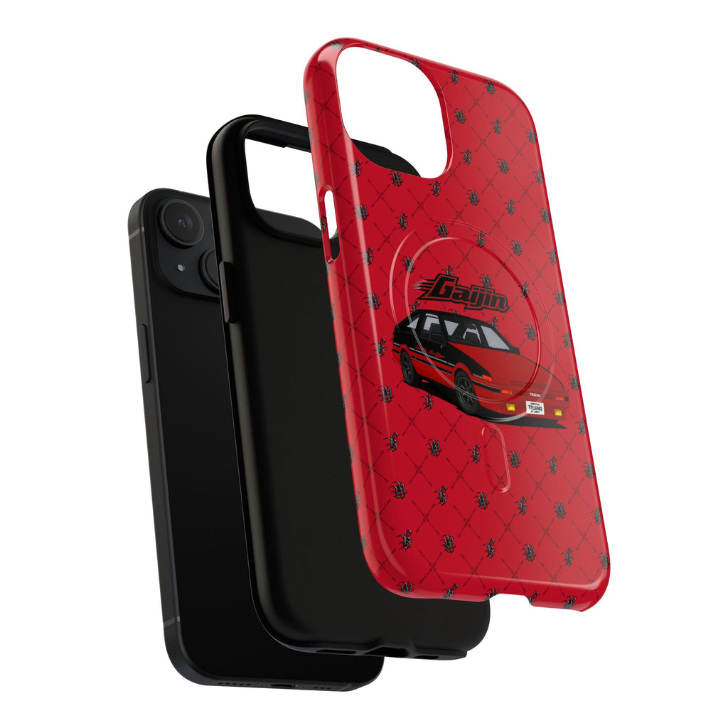 Red Retro Drift Car Tough Magnetic Phone Case — "Gajin" Graphic