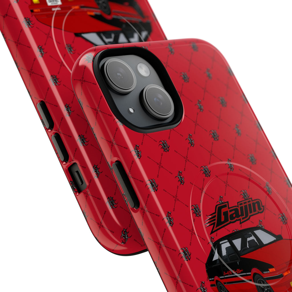 Red Retro Drift Car Tough Magnetic Phone Case — "Gajin" Graphic