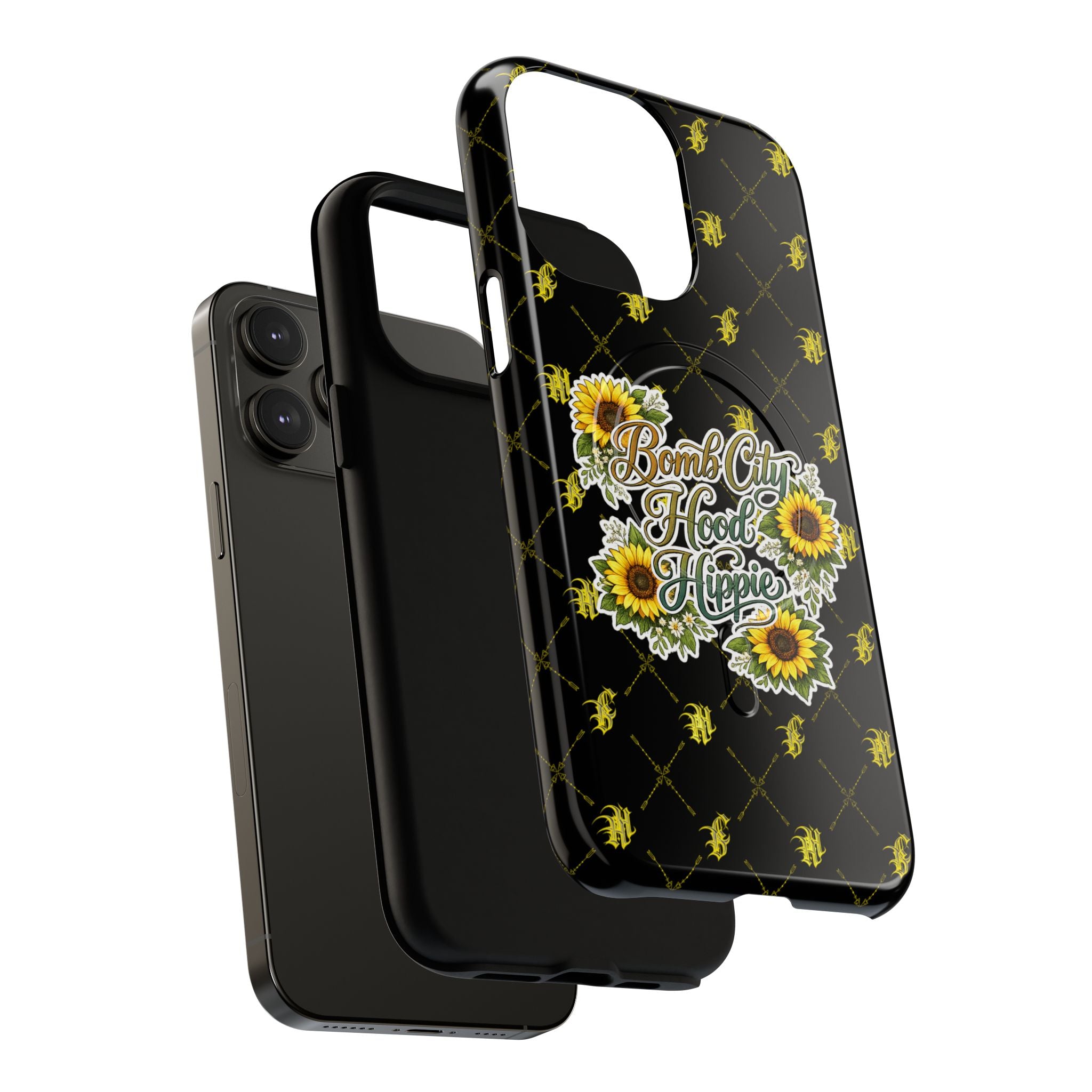 Tough Magnetic Phone Case — "Bomb City Hood Hippie" Sunflower Protective Cover