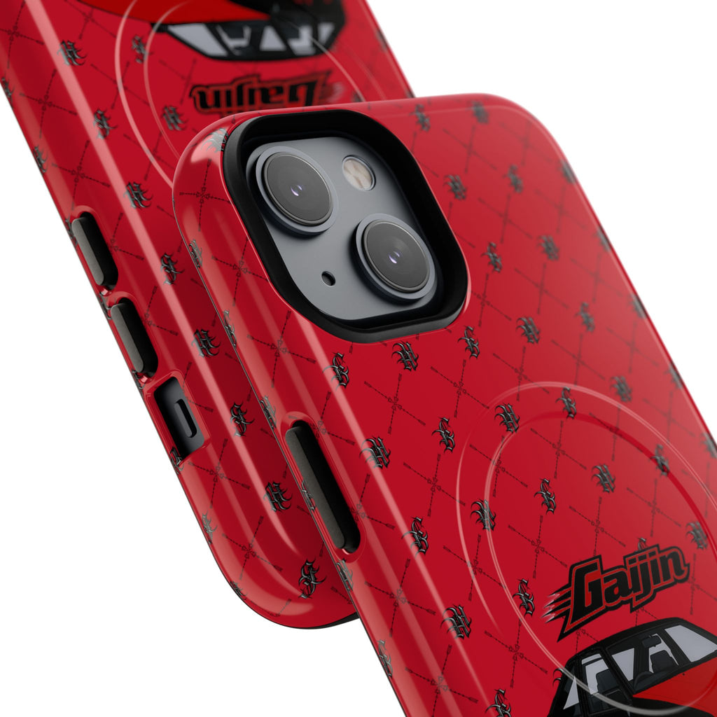 Red JDM Drift Car Magnetic Phone Case — 'Gaijin' Retro Racing Design