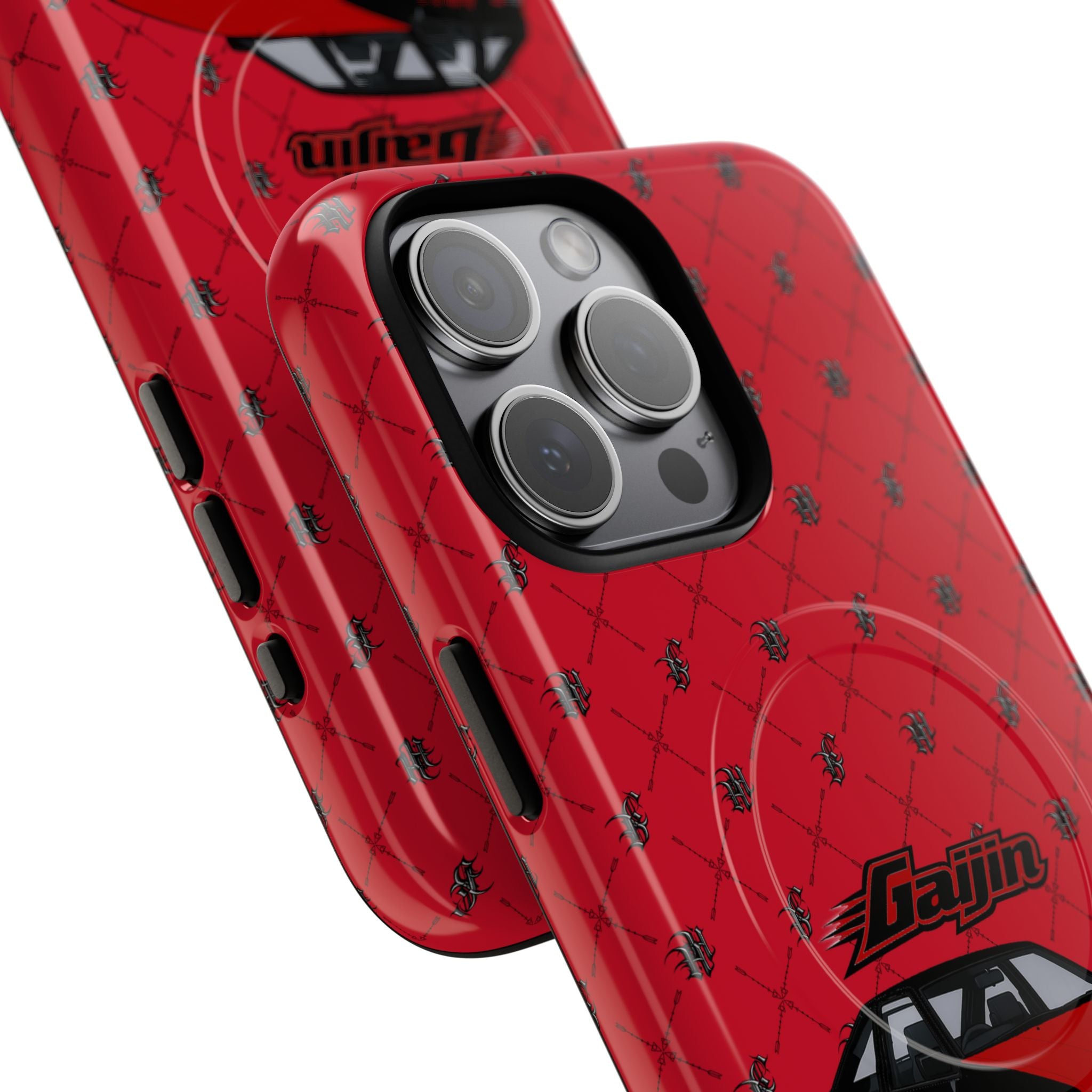 Red JDM Drift Car Magnetic Phone Case — 'Gaijin' Retro Racing Design