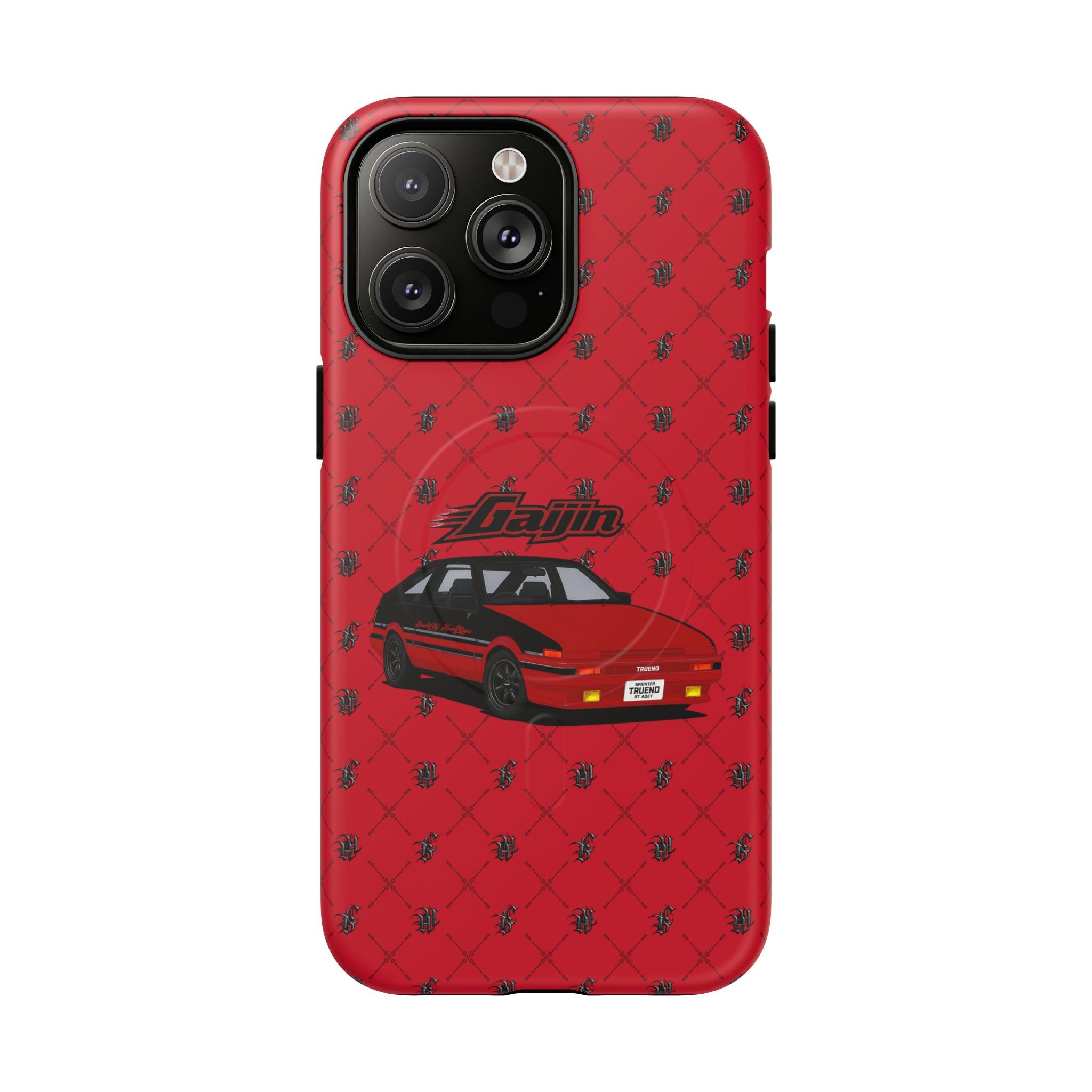 Red Retro Drift Car Tough Magnetic Phone Case — "Gajin" Graphic
