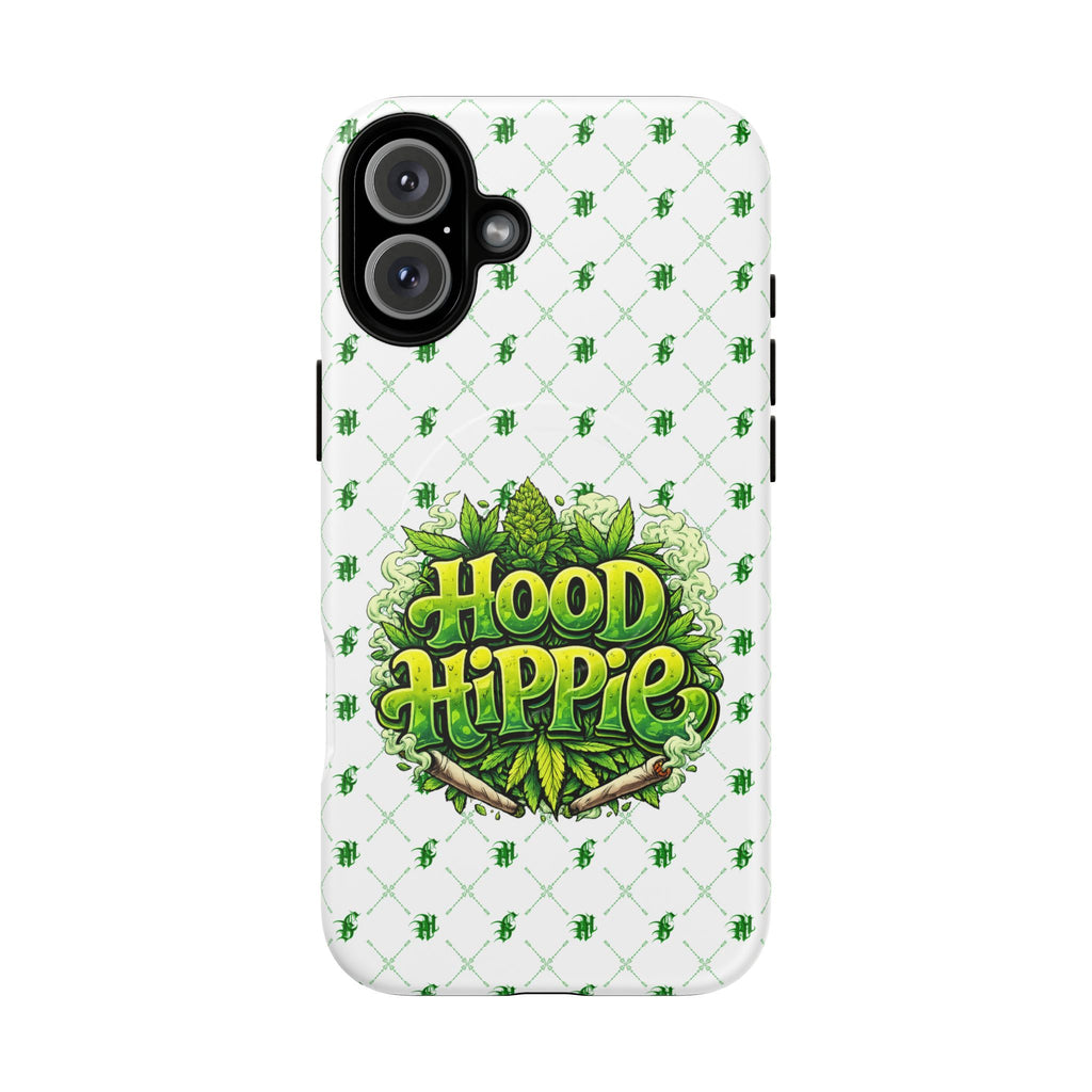 Hood Hippie Tough Magnetic Phone Case — Green Leaf Stash Design