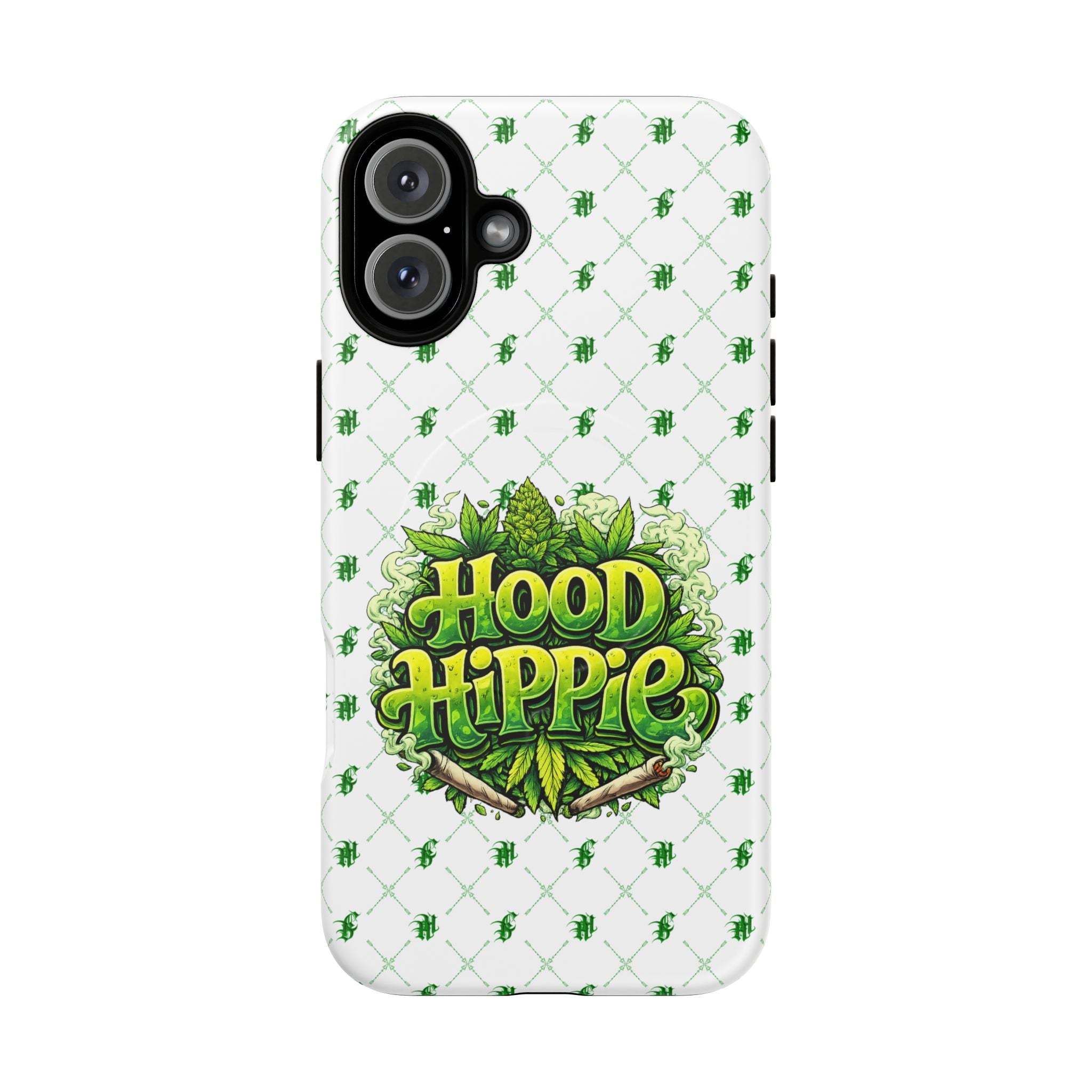 Hood Hippie Tough Magnetic Phone Case — Green Leaf Stash Design