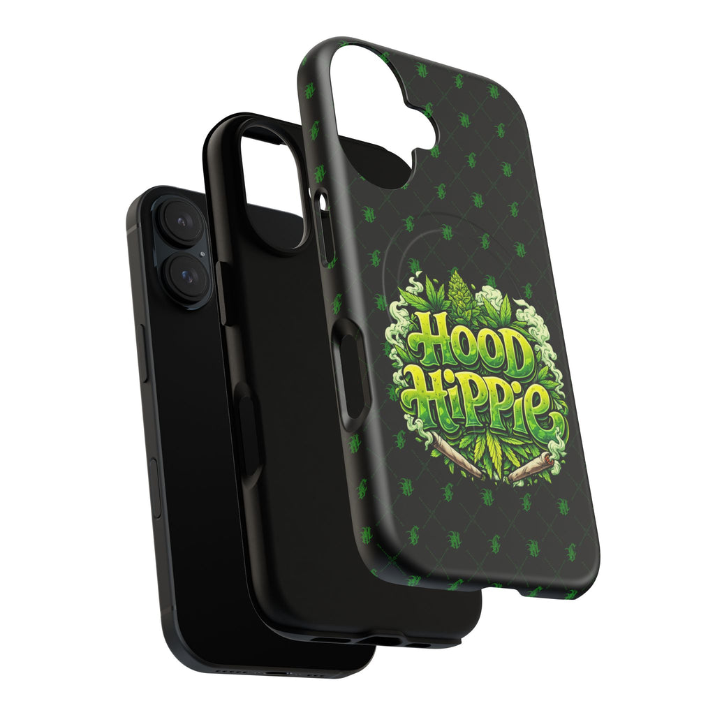 Phone Case — 'Hood Hippie' Magnetic Tough Case with Green Cannabis Design