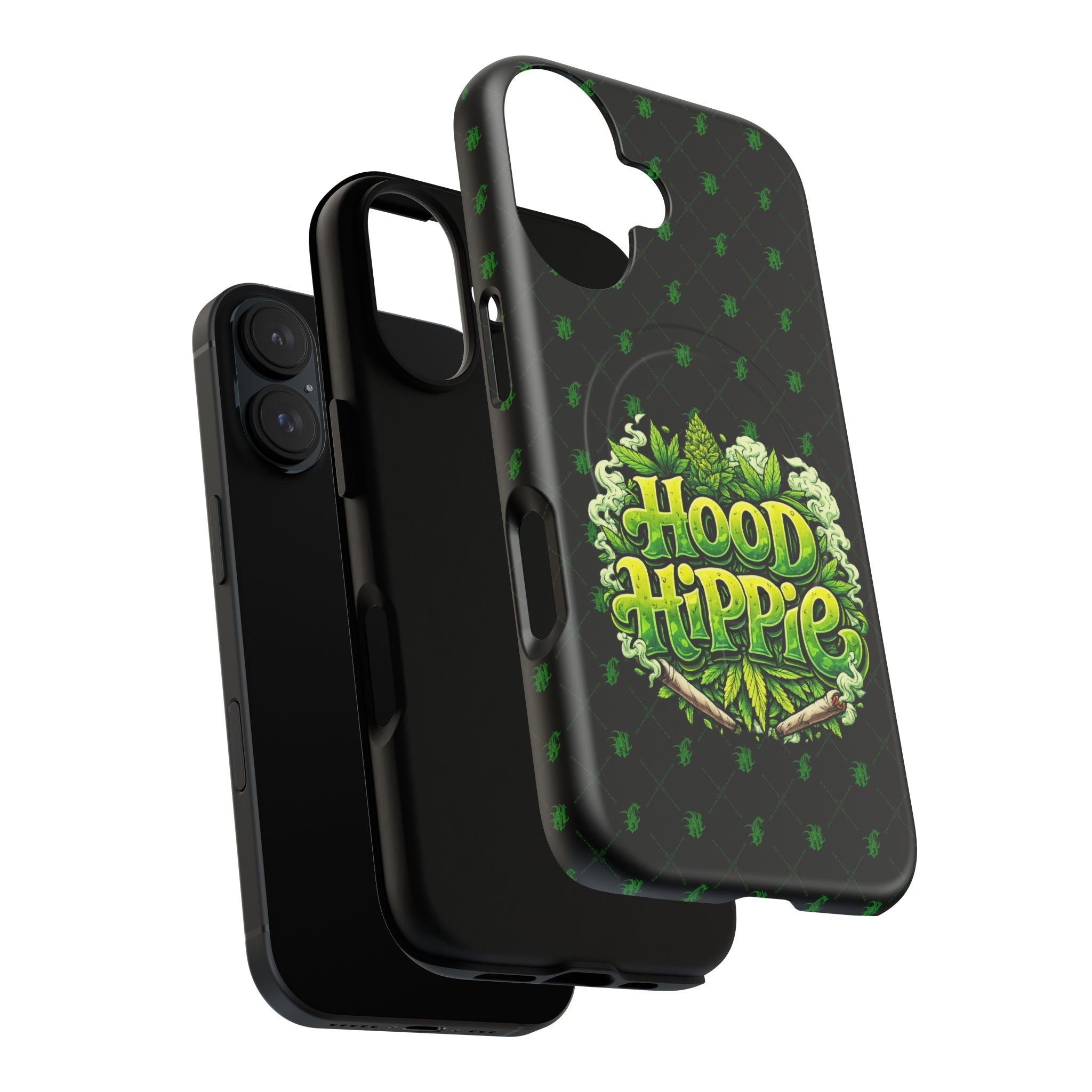 Phone Case — 'Hood Hippie' Magnetic Tough Case with Green Cannabis Design