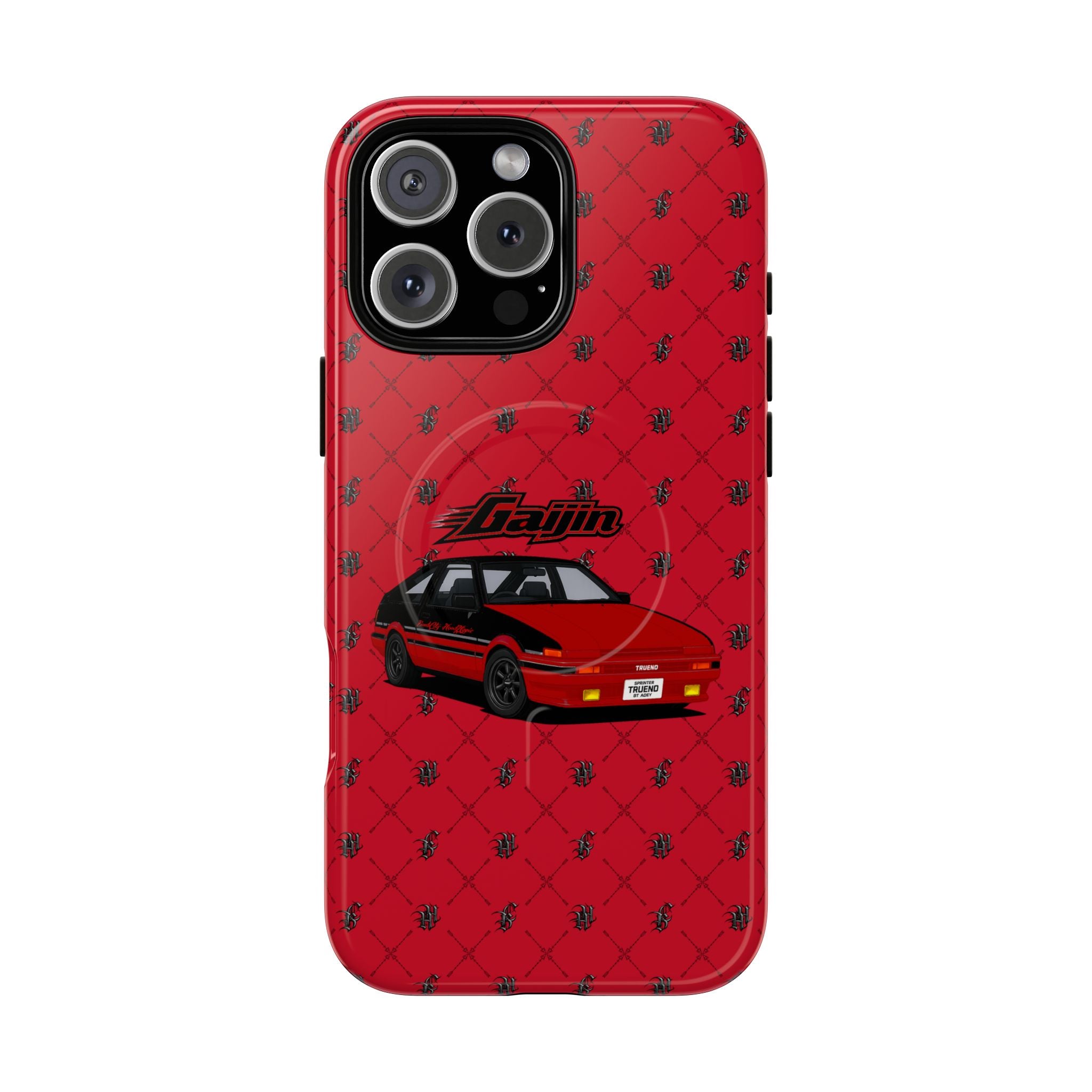 Red Retro Drift Car Tough Magnetic Phone Case — "Gajin" Graphic