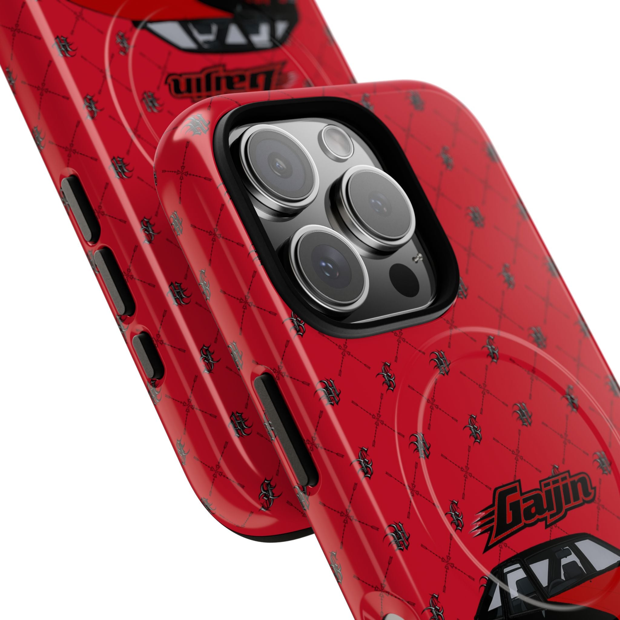 Red JDM Drift Car Magnetic Phone Case — 'Gaijin' Retro Racing Design