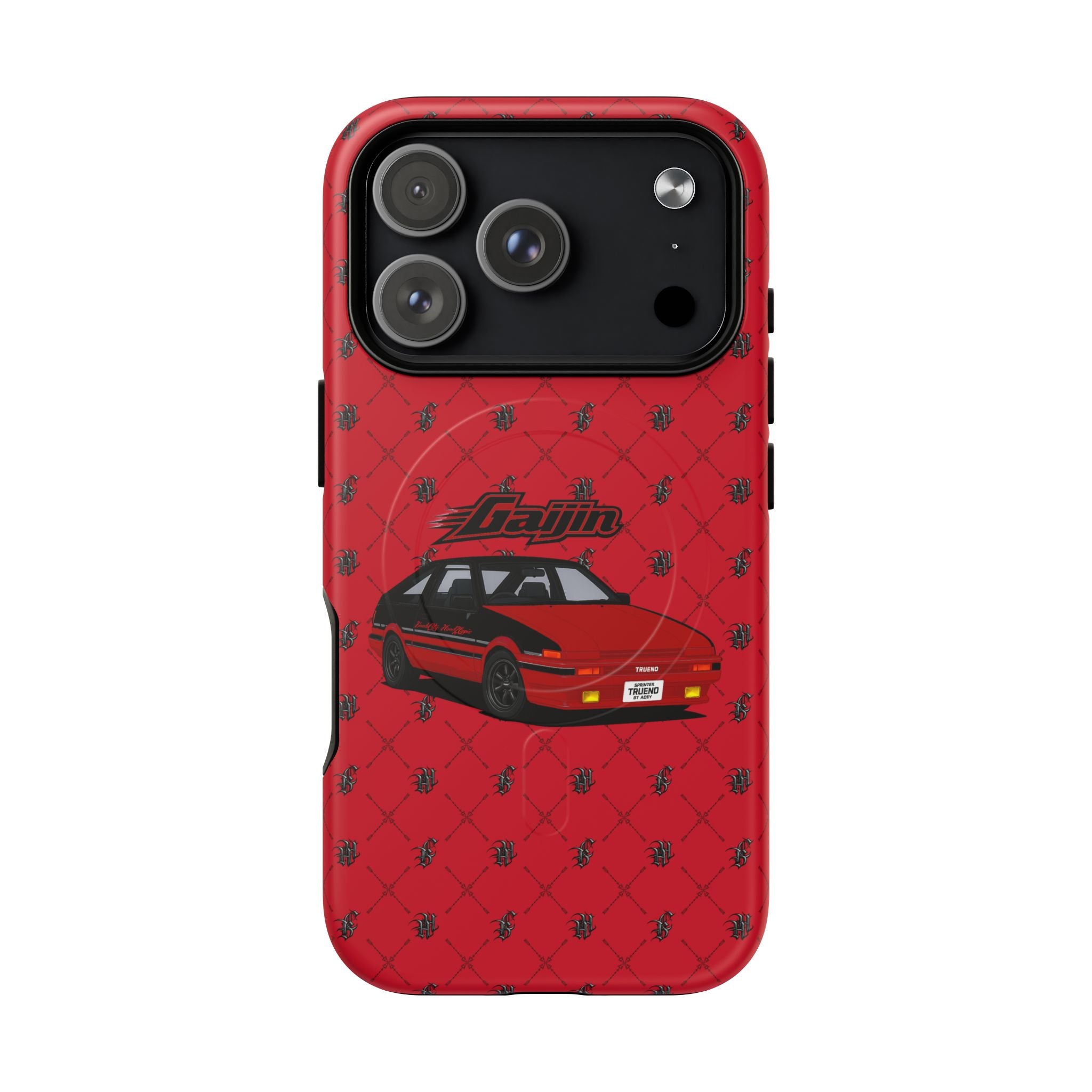 Red Retro Drift Car Tough Magnetic Phone Case — "Gajin" Graphic