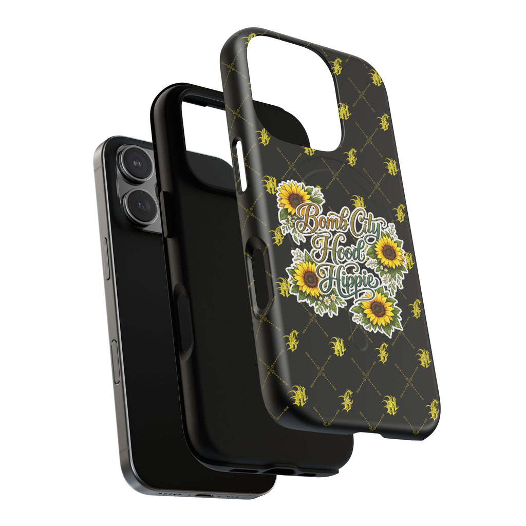 Tough Magnetic Phone Case — "Bomb City Hood Hippie" Sunflower Protective Cover